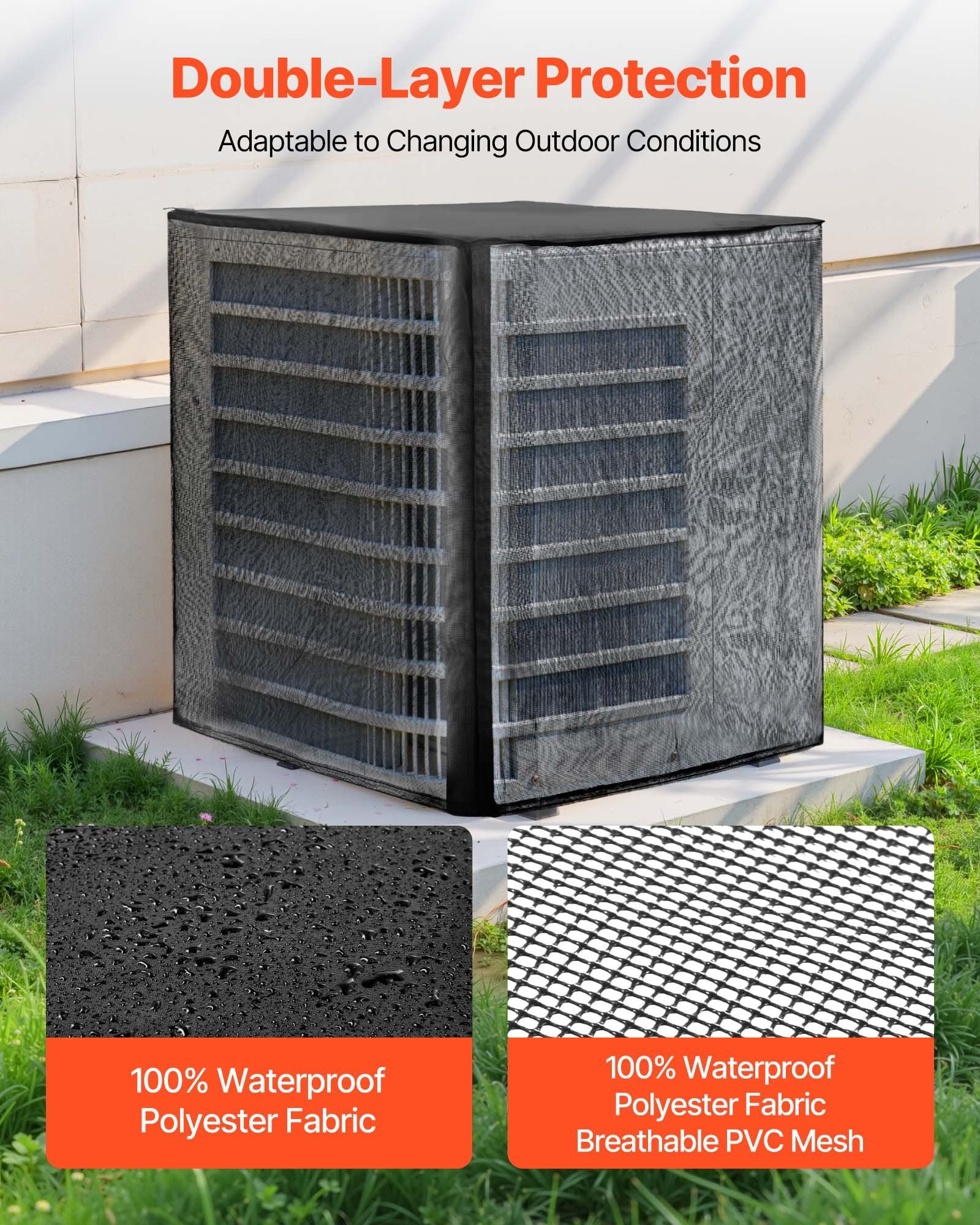 Air Conditioner Cover, 914 x 914 x 1010 mm Ac Cover for Air Conditioning Unit, Dual-Layer, Detachable Canopy,Waterproof Polyester, Universal HVAC Protector for Outdoor Outside Ac Unit, Black - Image 3