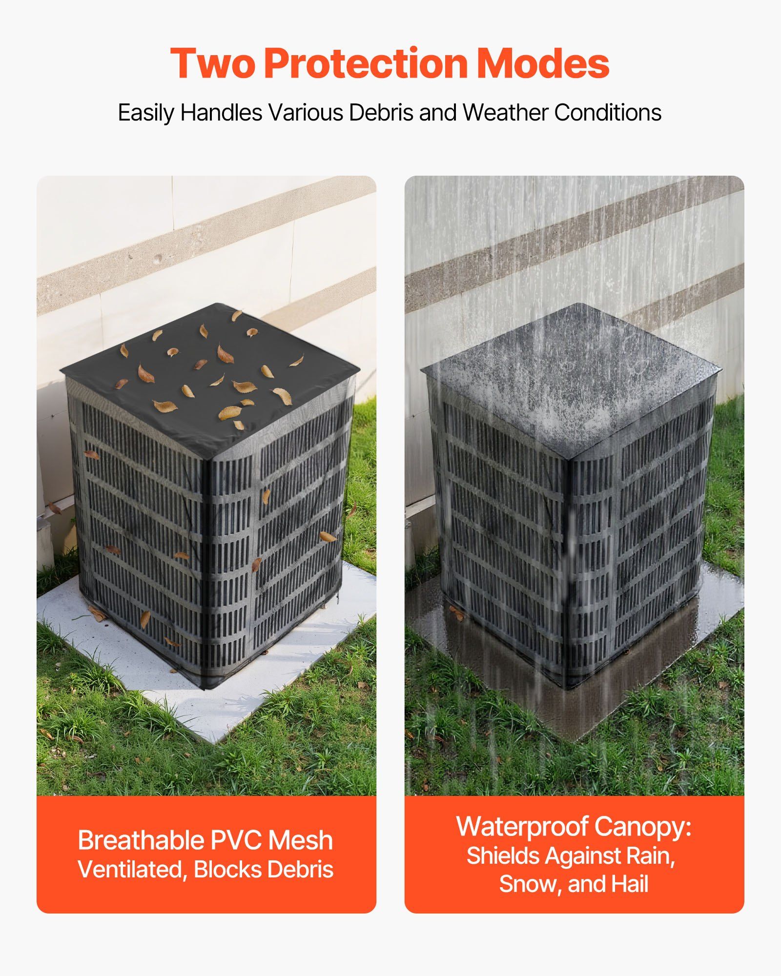 Air Conditioner Cover, 914 x 914 x 1010 mm Ac Cover for Air Conditioning Unit, Dual-Layer, Detachable Canopy,Waterproof Polyester, Universal HVAC Protector for Outdoor Outside Ac Unit, Black - Image 4