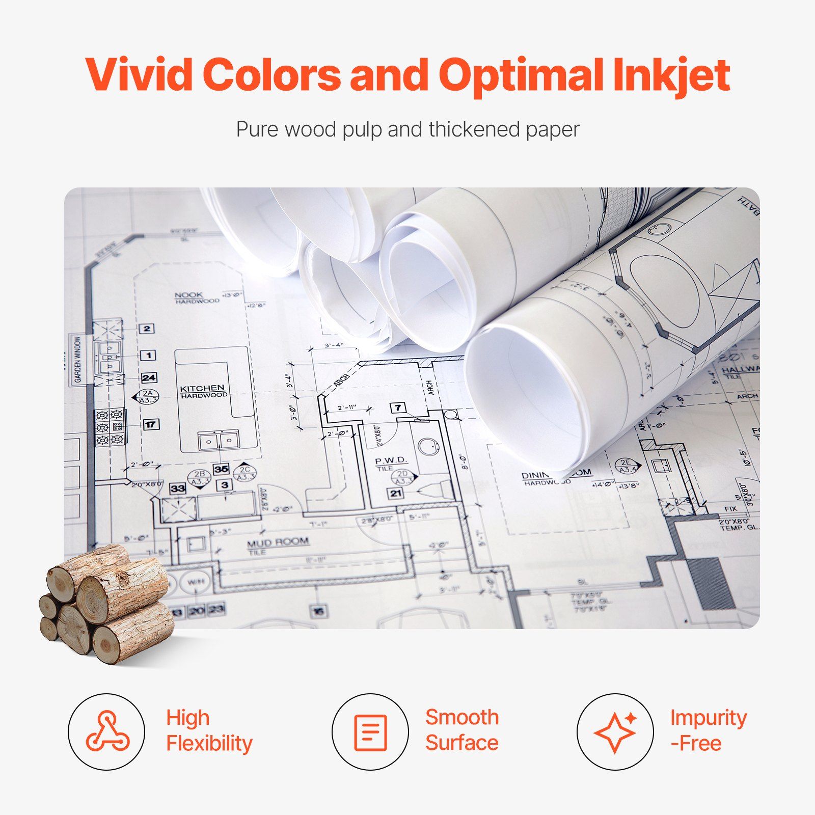 Wide Format Paper, 609.6 mm x 45.7 m Plotter Paper, 4 Rolls CAD Bond Rolls with 50.8 mm Core, 10 KG Plotter Paper Rolls, for CAD Drawings, Engineering Plans, GIS Maps & Architectural Designs - Image 5