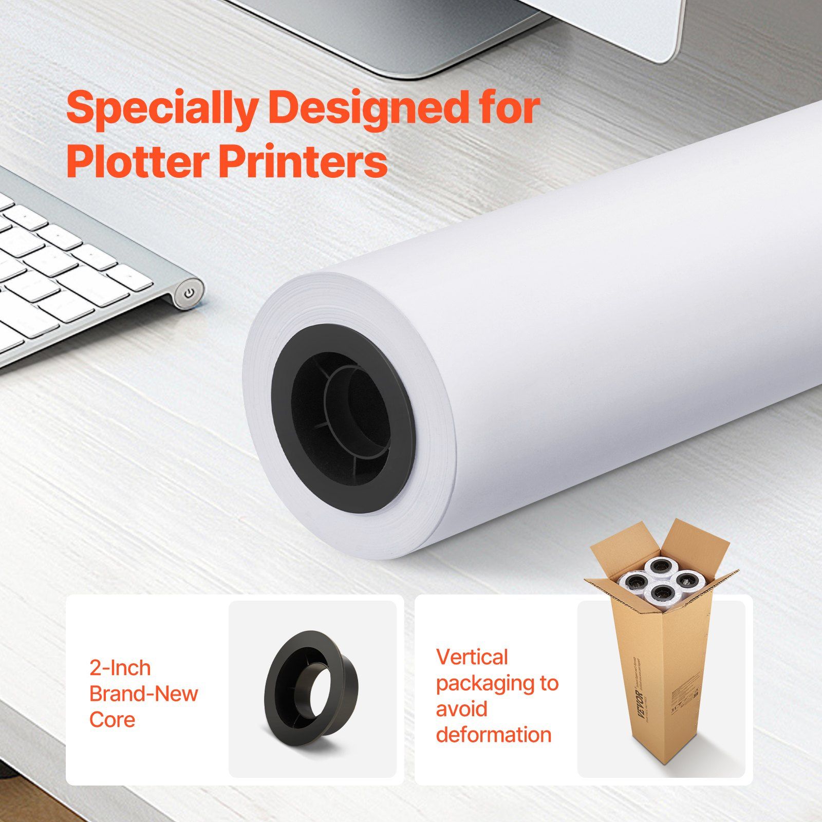 Wide Format Paper, 914.4 mm x 45.7 m Plotter Paper, 4 Rolls CAD Bond Rolls with 50.8 mm Core, 15 KG Plotter Paper Rolls, for CAD Drawings, Engineering Plans, GIS Maps & Architectural Designs - Image 2