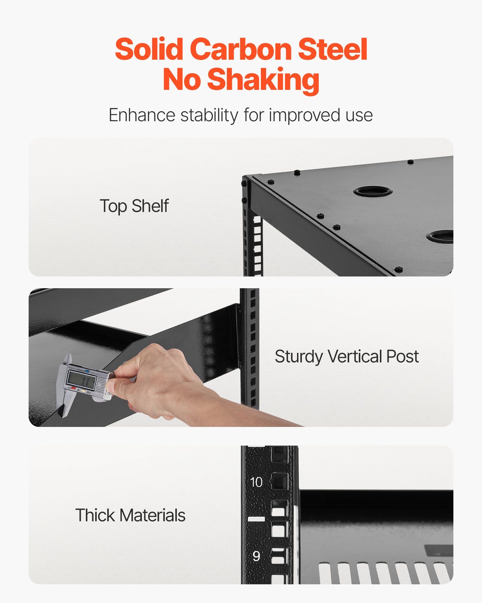 10U Open Frame Network Rack, 585 mm Depth, Wall Mounted or Floor Standing Server Rack, Heavy Duty 4 Post, with Vented Shelves & Mounting Hardware, Holds All Your Networking IT Equipment AV Gear - Image 3