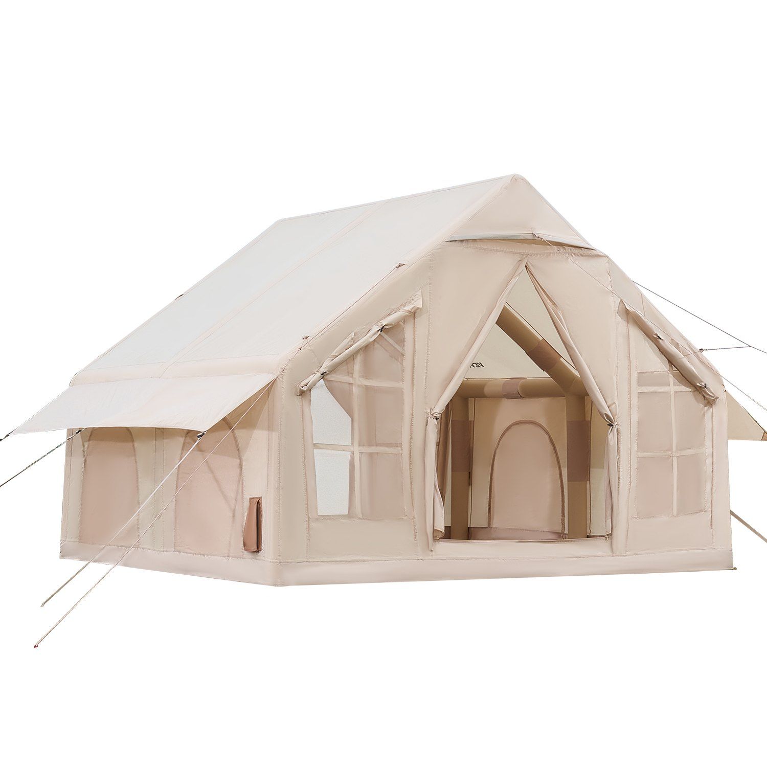 Inflatable Tents for Camping, 4-6 Person Easy Setup Blow up Tent with Hand Pump, 300D Oxford 4 Season Glamping Tent with Stove Jack 2 Doors & 4 Mesh Windows, Storage Bag Included for Easy Taking - Image 1