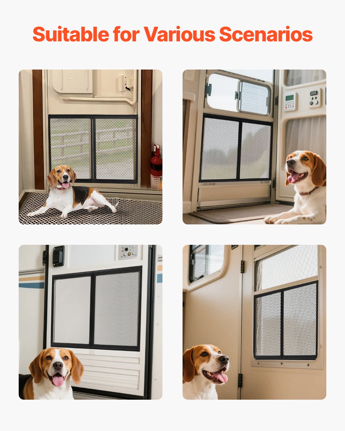 RV Screen Door Protector, 673.1 x 508 mm Door Grille, Easy to Install and Disassemble, Reinforced Breathable Protective Mesh, Aluminum Alloy Camper RV Entry Protector for Pet Protection, Black - Image 6