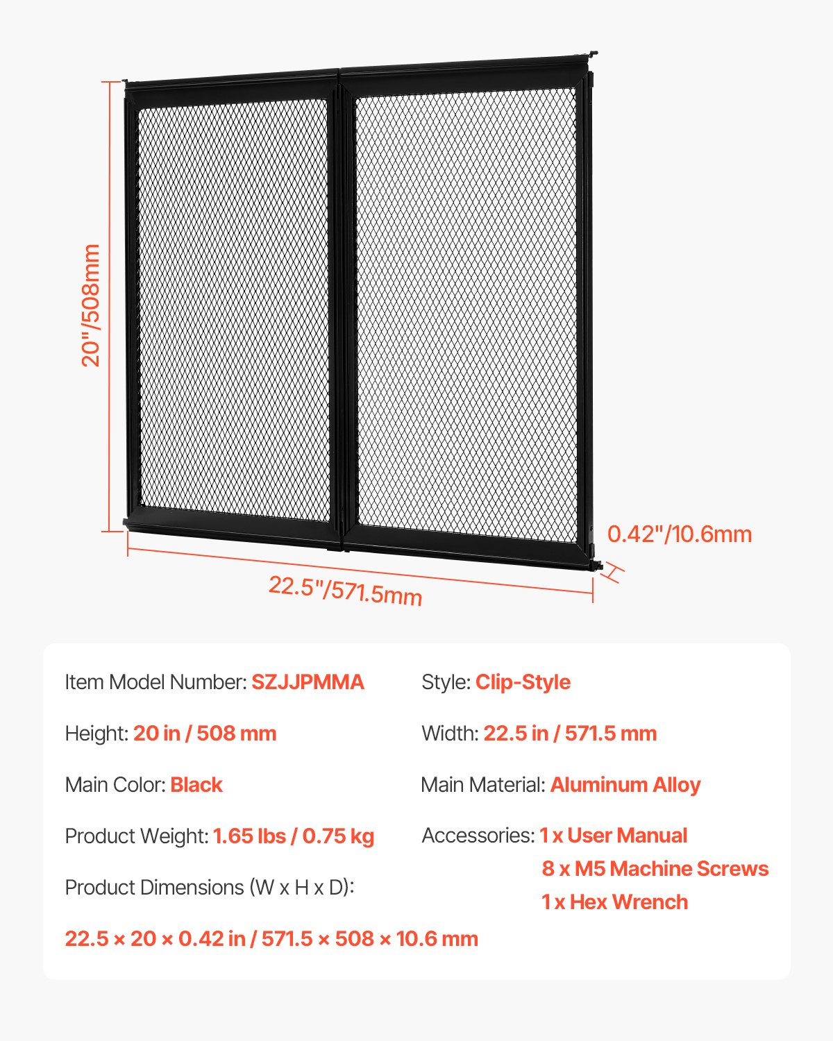 RV Screen Door Protector, 571.5 x 508 mm Door Grille, Easy to Install and Disassemble, Reinforced Breathable Protective Mesh, Aluminum Alloy Camper RV Entry Protector for Pet Protection, Black - Image 7