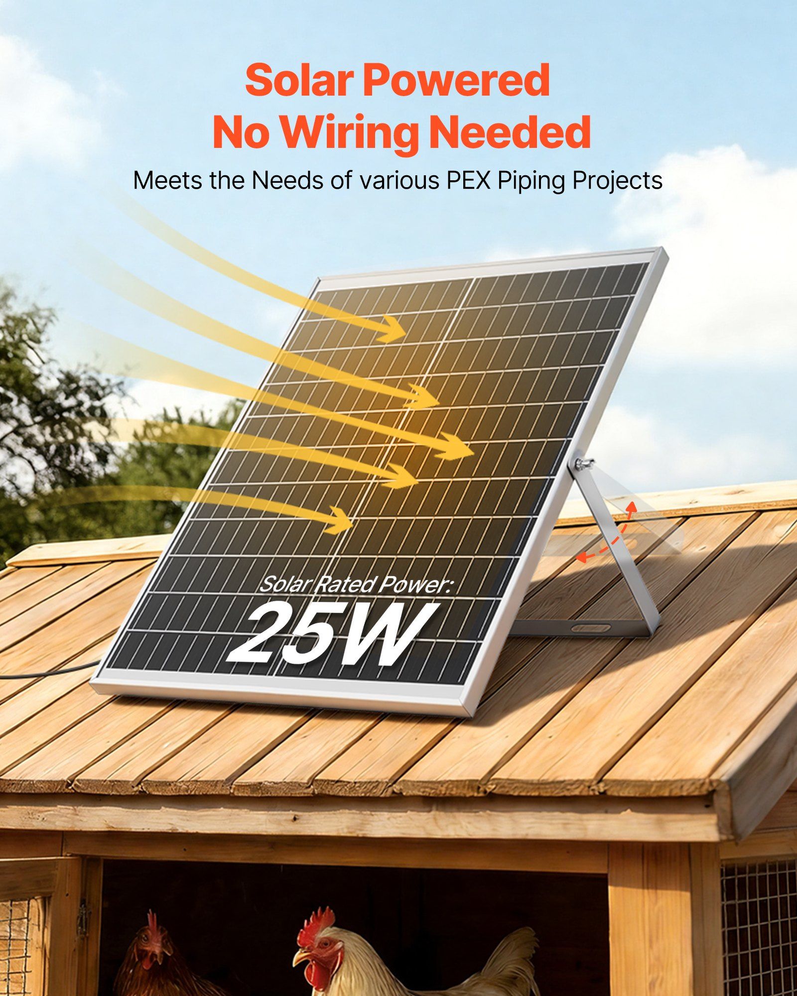 Solar Powered Fan, 25W Solar Panel with 4 Fans, Adjustable Solar Panel Angle, 2668 RPM High-Speed, Flexible Installation, Fast Air Exchange for Greenhouse, Grow Tents, Chicken Coops, Shelters - Image 2