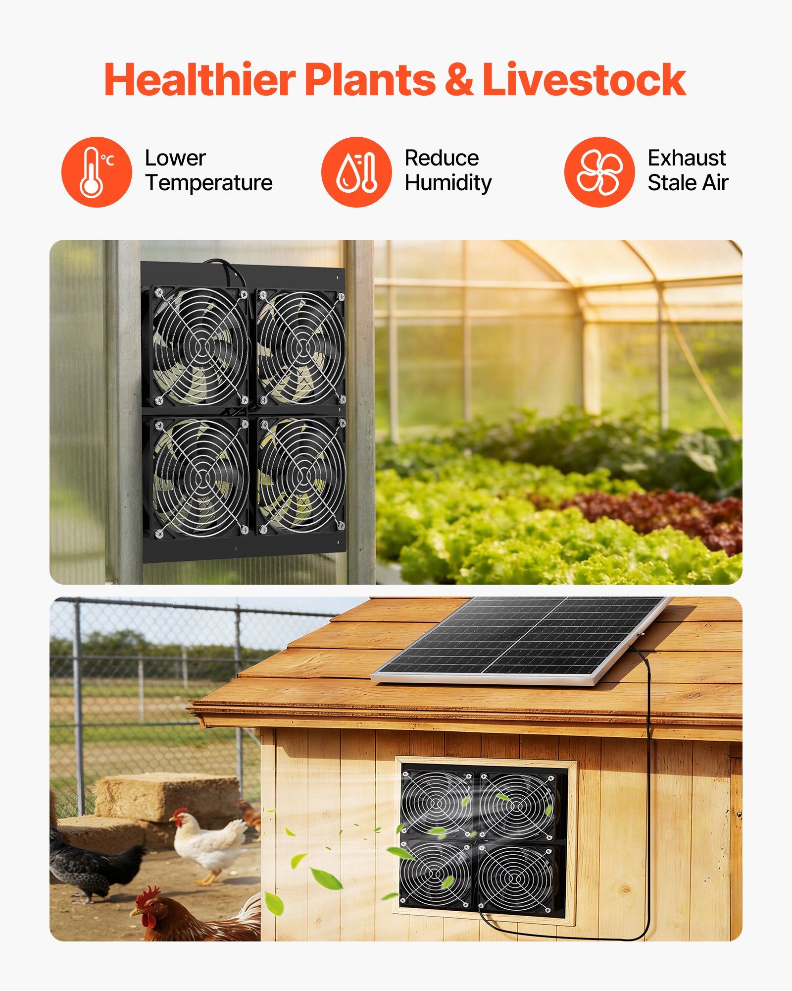 Solar Powered Fan, 25W Solar Panel with 4 Fans, Adjustable Solar Panel Angle, 2668 RPM High-Speed, Flexible Installation, Fast Air Exchange for Greenhouse, Grow Tents, Chicken Coops, Shelters - Image 4