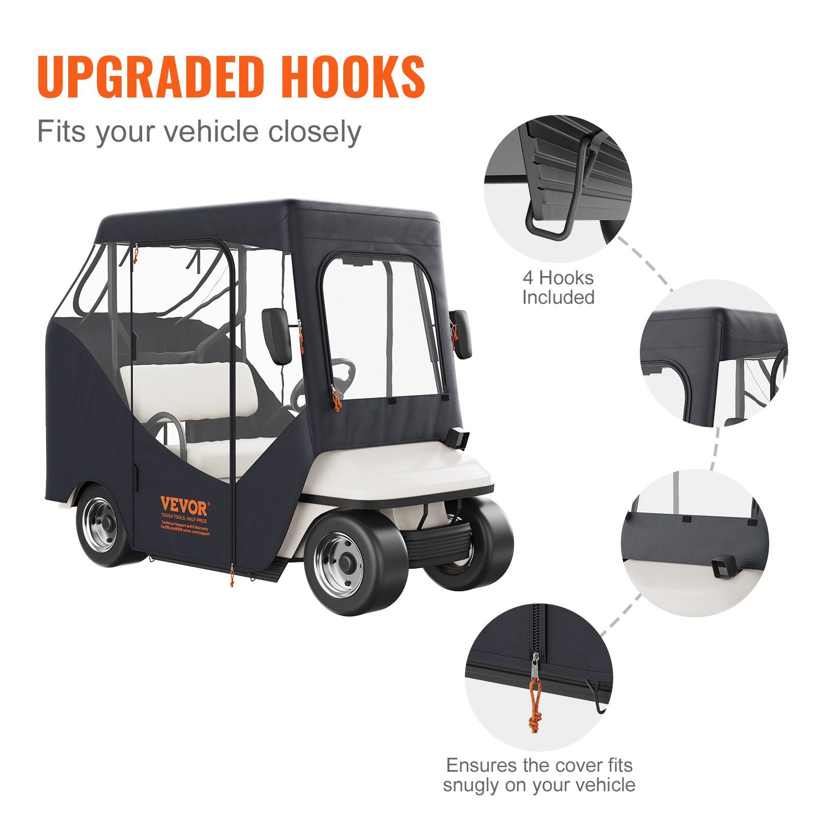 Golf Cart Enclosure, Polyester Driving Enclosure, Club Car Covers Suitable for 2-Seater Golf Carts, Sunproof and Dustproof Outdoor Cart Cover - Image 6