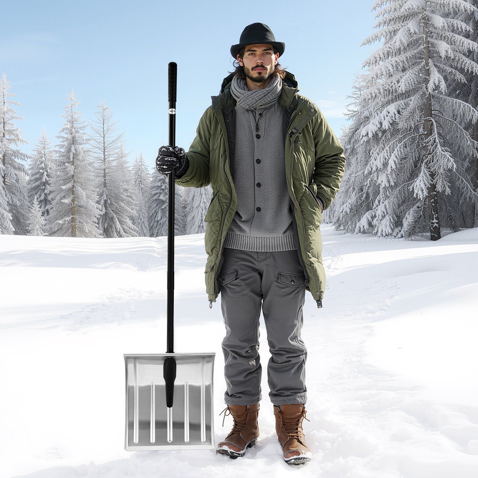 Snow Shovel for Driveway, 40cm Wide Aluminum Alloy Snow Shovel, Non Slip Grip, Large Capacity Snowplow Shovels, Detachable & Lightweight Snows Removal Tool for Garden Car Camping Outdoors - Image 8