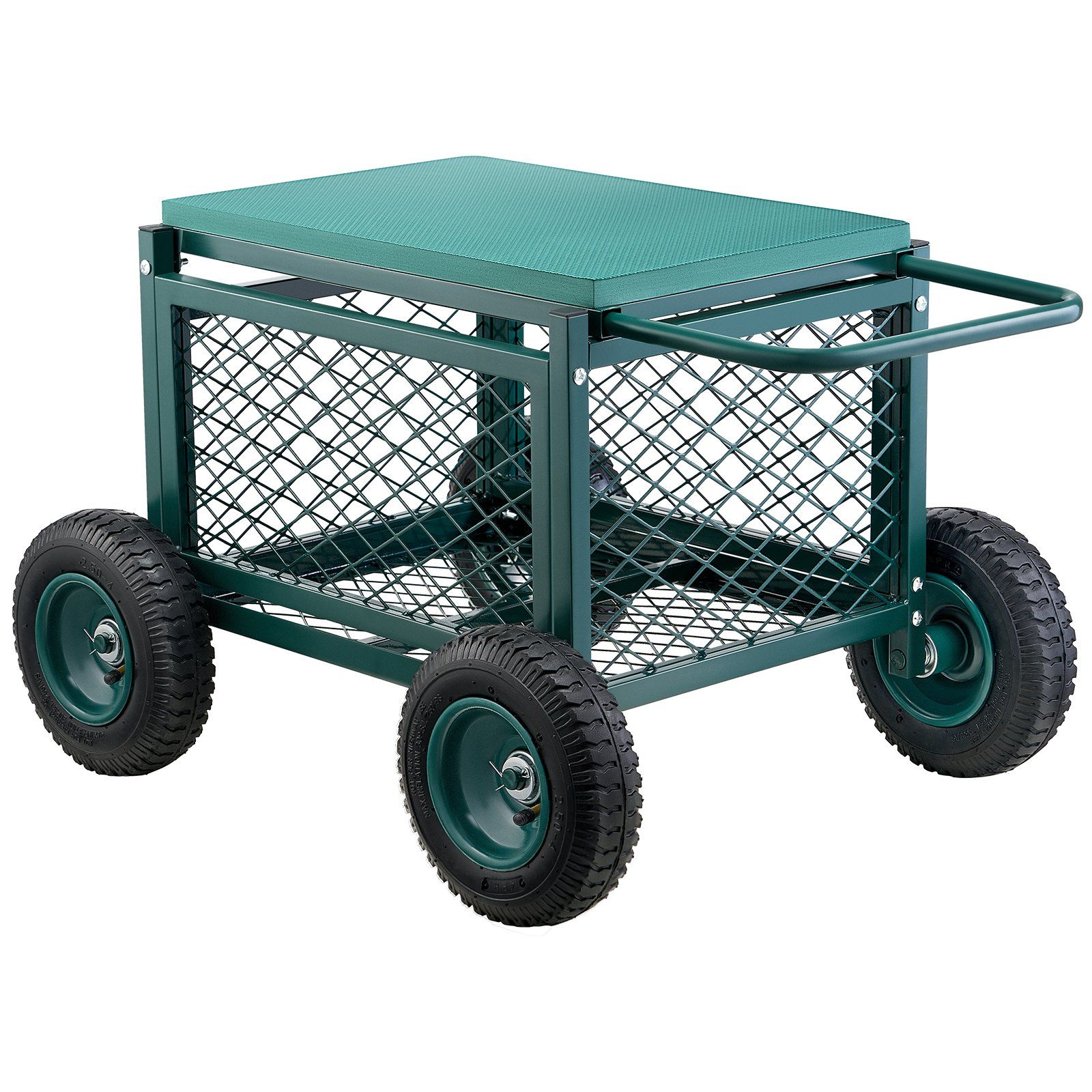 Rolling Garden Cart with Seat, Metal Rolling Garden Work Seat with Wheels, Supports up to 181 kg, Heavy Duty Gardening Cart Scooter, Outdoor Wagon & Stool on Wheels for Lawn, Patio, Backyard - Image 1