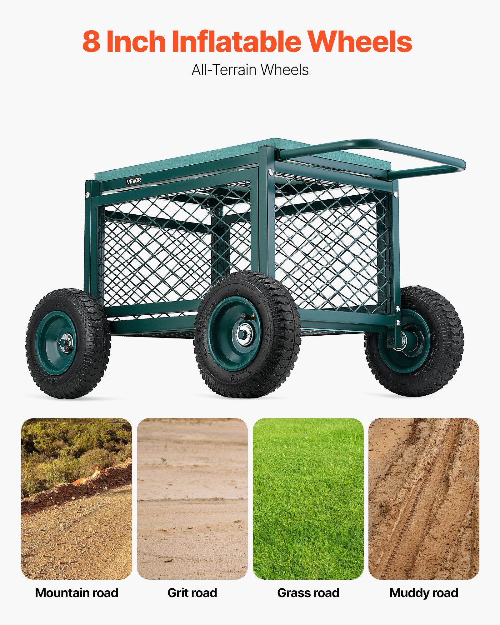 Rolling Garden Cart with Seat, Metal Rolling Garden Work Seat with Wheels, Supports up to 181 kg, Heavy Duty Gardening Cart Scooter, Outdoor Wagon & Stool on Wheels for Lawn, Patio, Backyard - Image 2