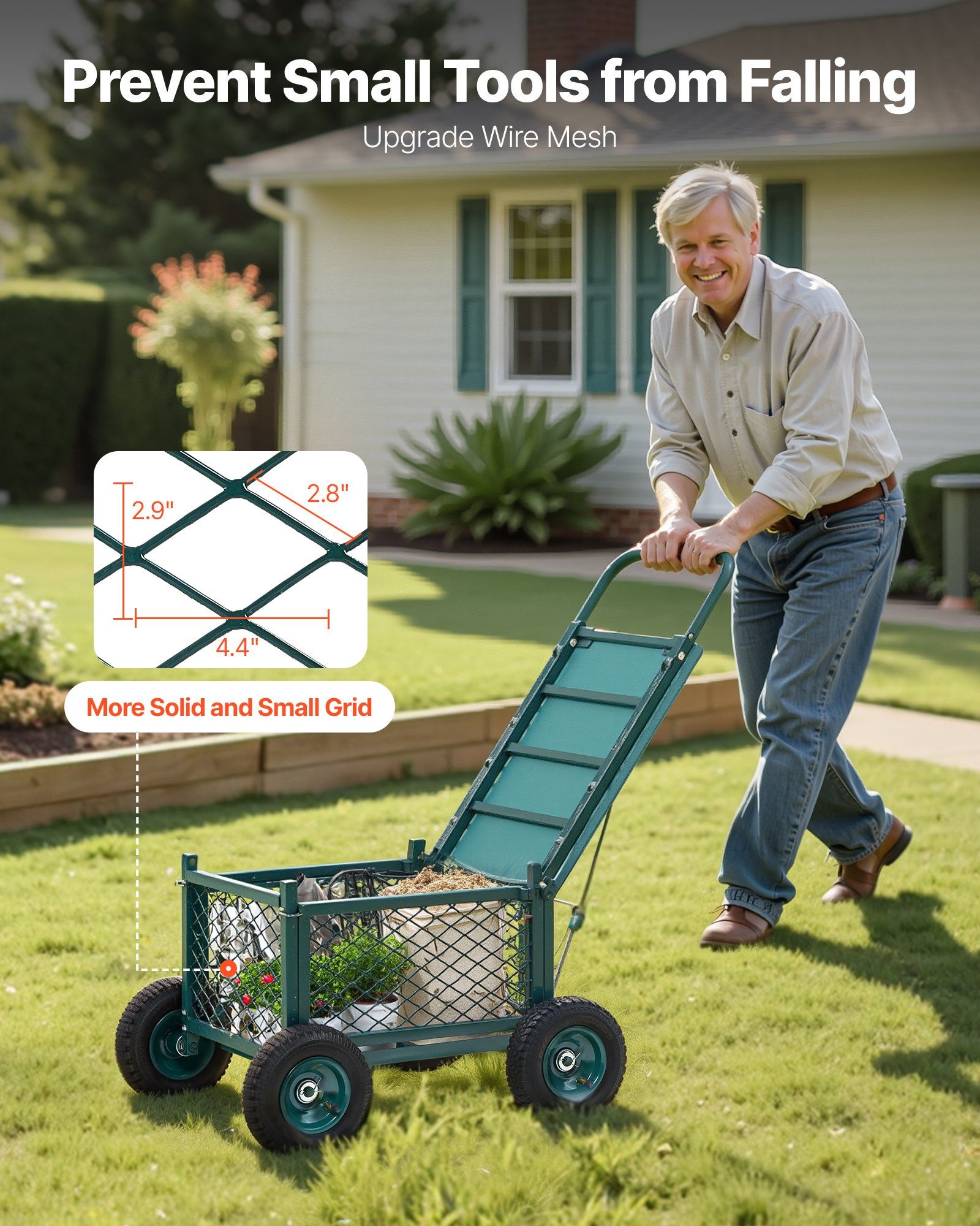 Rolling Garden Cart with Seat, Metal Rolling Garden Work Seat with Wheels, Supports up to 181 kg, Heavy Duty Gardening Cart Scooter, Outdoor Wagon & Stool on Wheels for Lawn, Patio, Backyard - Image 5