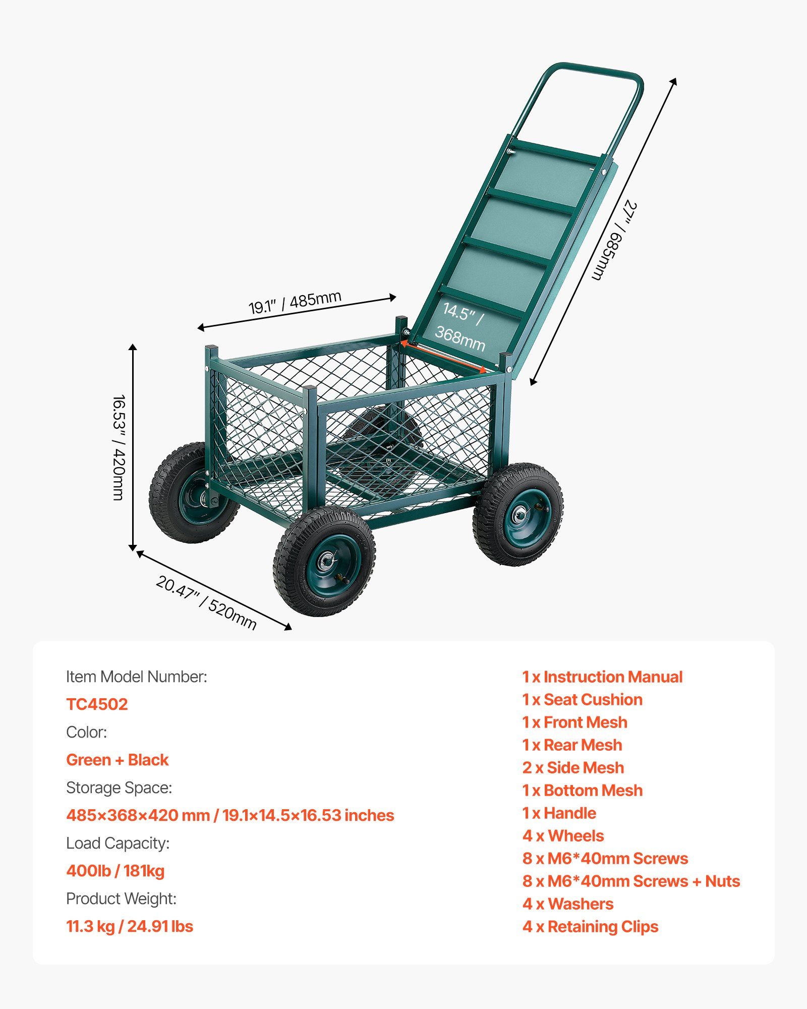 Rolling Garden Cart with Seat, Metal Rolling Garden Work Seat with Wheels, Supports up to 181 kg, Heavy Duty Gardening Cart Scooter, Outdoor Wagon & Stool on Wheels for Lawn, Patio, Backyard - Image 7