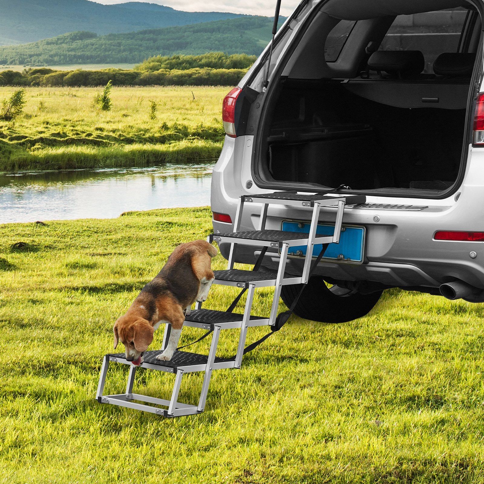 Dog Stair for Cars, Wide 5-step Dog Car Steps, Folding Dog Car Ramp with Nonslip Surface, Portable Pet Steps Lightweight Aluminum for Car, SUV and Truck, Supports up to 150 lbs - Image 8