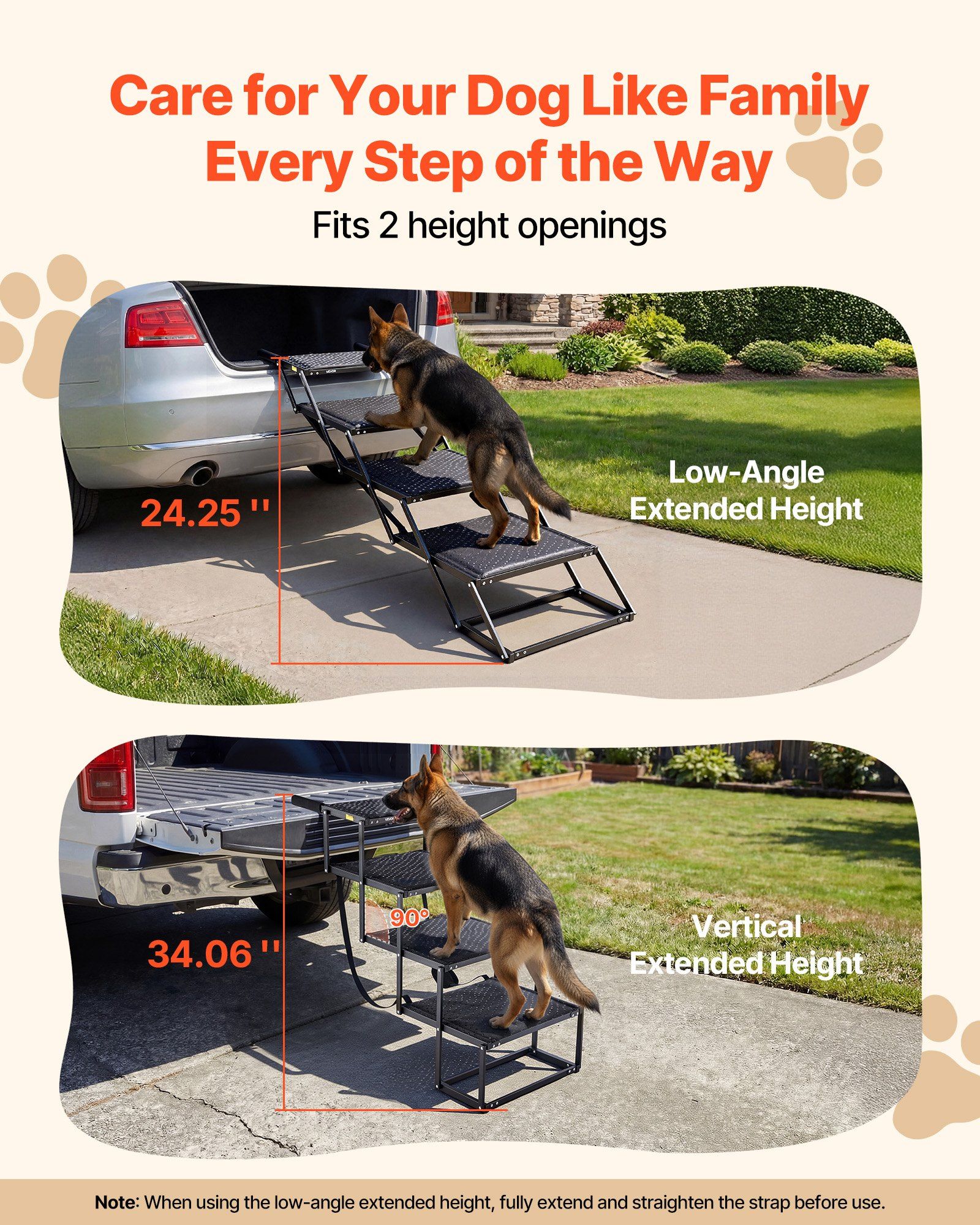 Dog Stairs for Car, 4 Steps Extra Wide Foldable Dog Ramp for Large Dogs with Non-Slip Surface, Portable Lightweight Pet Stairs Ladder for Car, SUV, Truck, High Bed, Sofa, Support up to 113 kg - Image 2