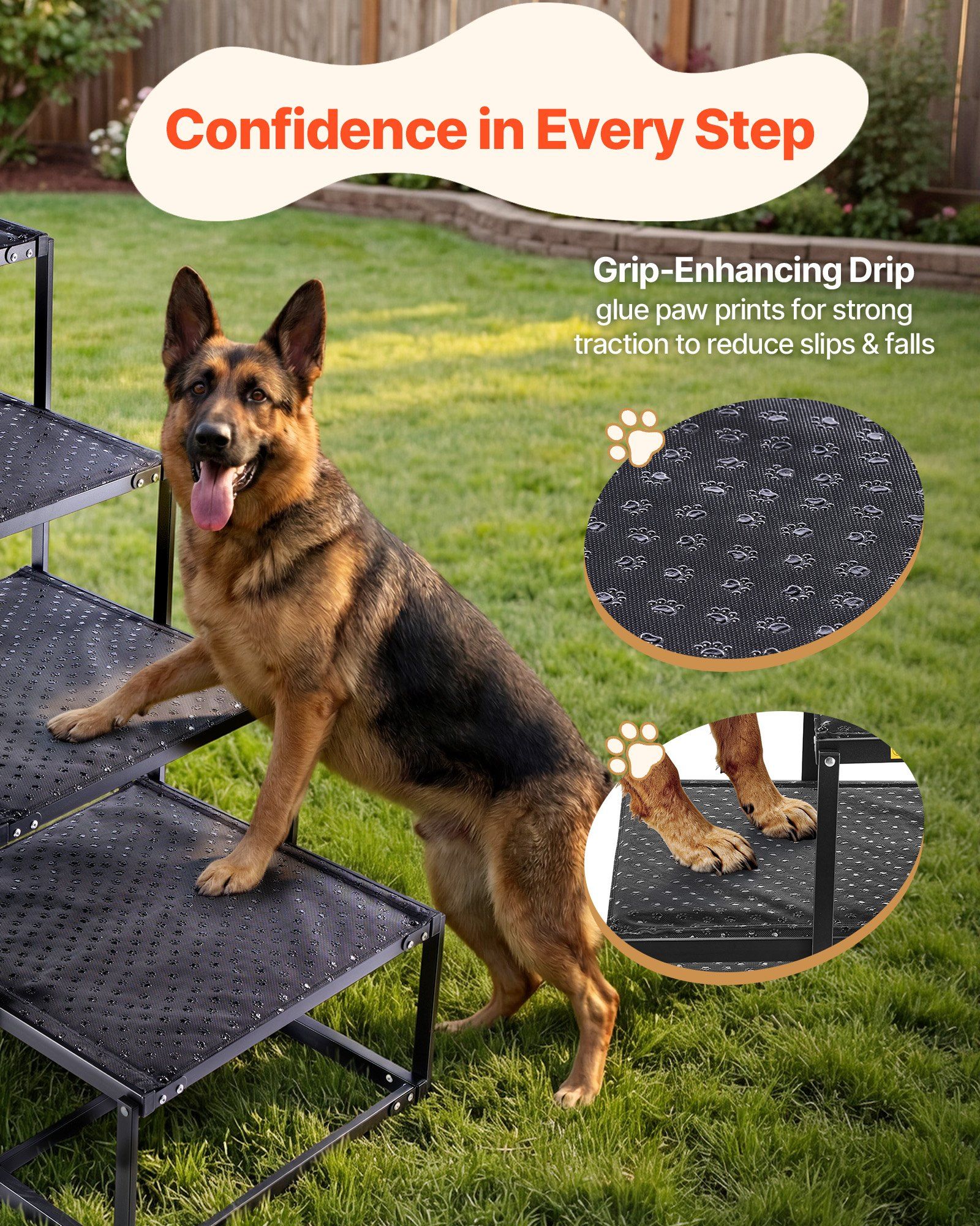 Dog Stairs for Car, 4 Steps Extra Wide Foldable Dog Ramp for Large Dogs with Non-Slip Surface, Portable Lightweight Pet Stairs Ladder for Car, SUV, Truck, High Bed, Sofa, Support up to 113 kg - Image 4