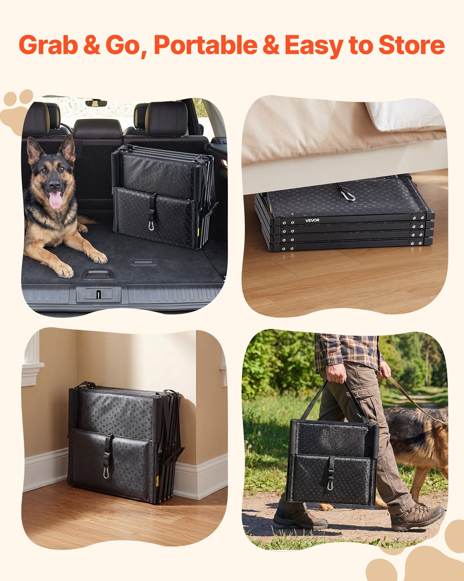 Dog Stairs for Car, 4 Steps Extra Wide Foldable Dog Ramp for Large Dogs with Non-Slip Surface, Portable Lightweight Pet Stairs Ladder for Car, SUV, Truck, High Bed, Sofa, Support up to 113 kg - Image 5