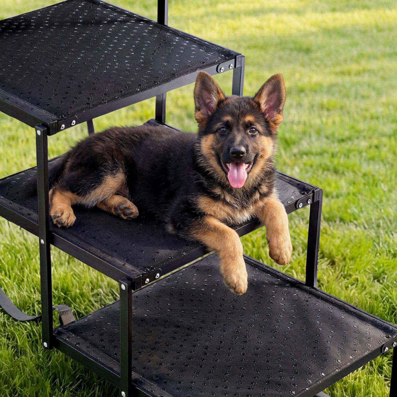 Dog Stairs for Car, 4 Steps Extra Wide Foldable Dog Ramp for Large Dogs with Non-Slip Surface, Portable Lightweight Pet Stairs Ladder for Car, SUV, Truck, High Bed, Sofa, Support up to 113 kg - Image 8