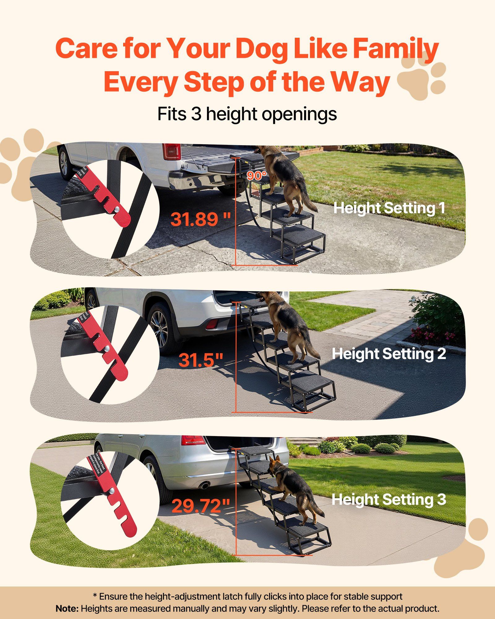 Dog Stairs for Car, 5 Steps Extra Wide Foldable Dog Ramp for Large Dogs with Non-Slip Rug Surface, Portable Lightweight Pet Ladder for Car, SUV, Truck, High Beds, Sofas, Support up to 91 kg - Image 2