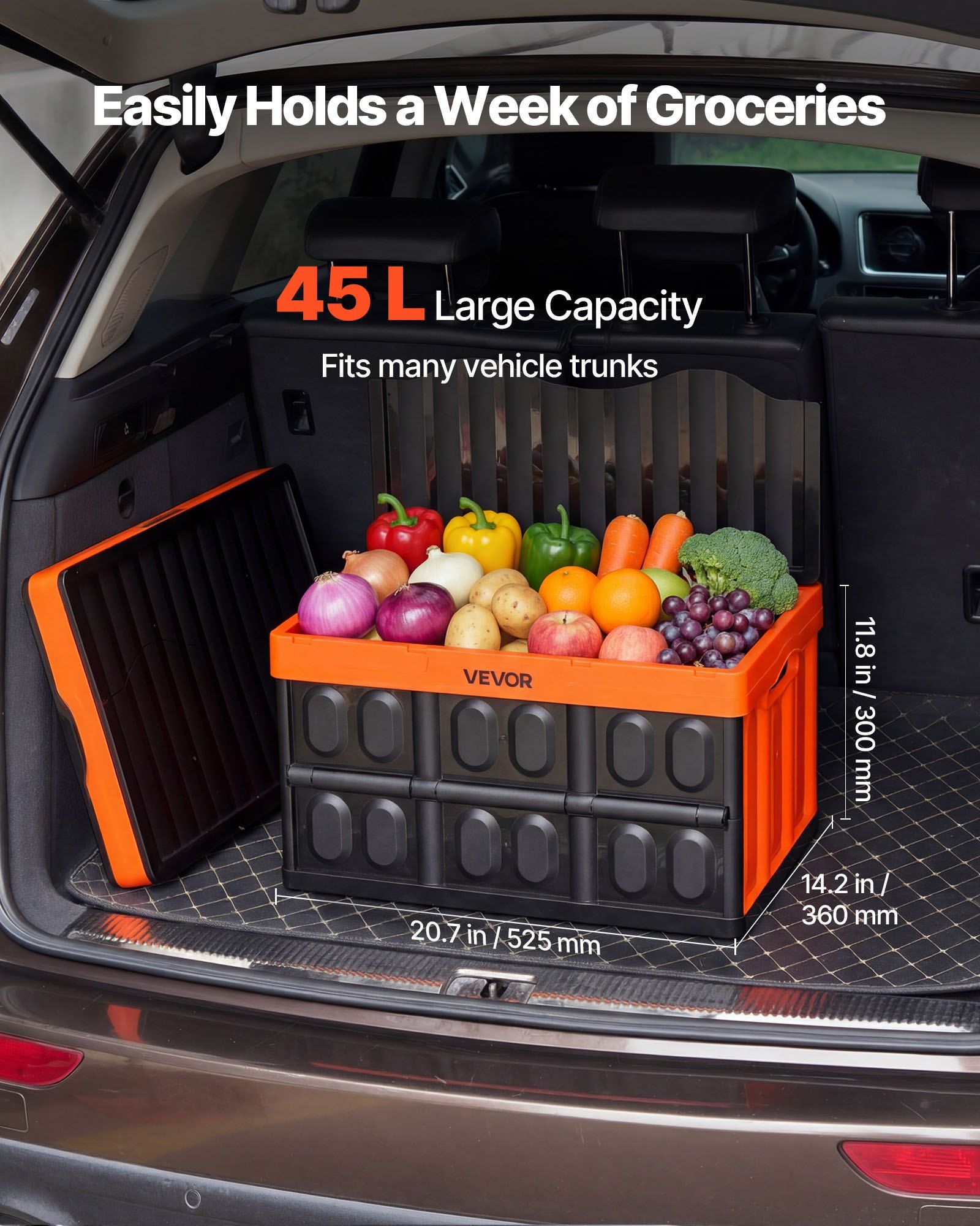 Plastic Collapsible Storage Bins with Lids, 45L 3Packs, Stackable Folding Storage Crates with Handles, Holds 20 kg Per Bin, Heavy Duty Containers, Space-Saving Baskets, for Home Organizing - Image 2
