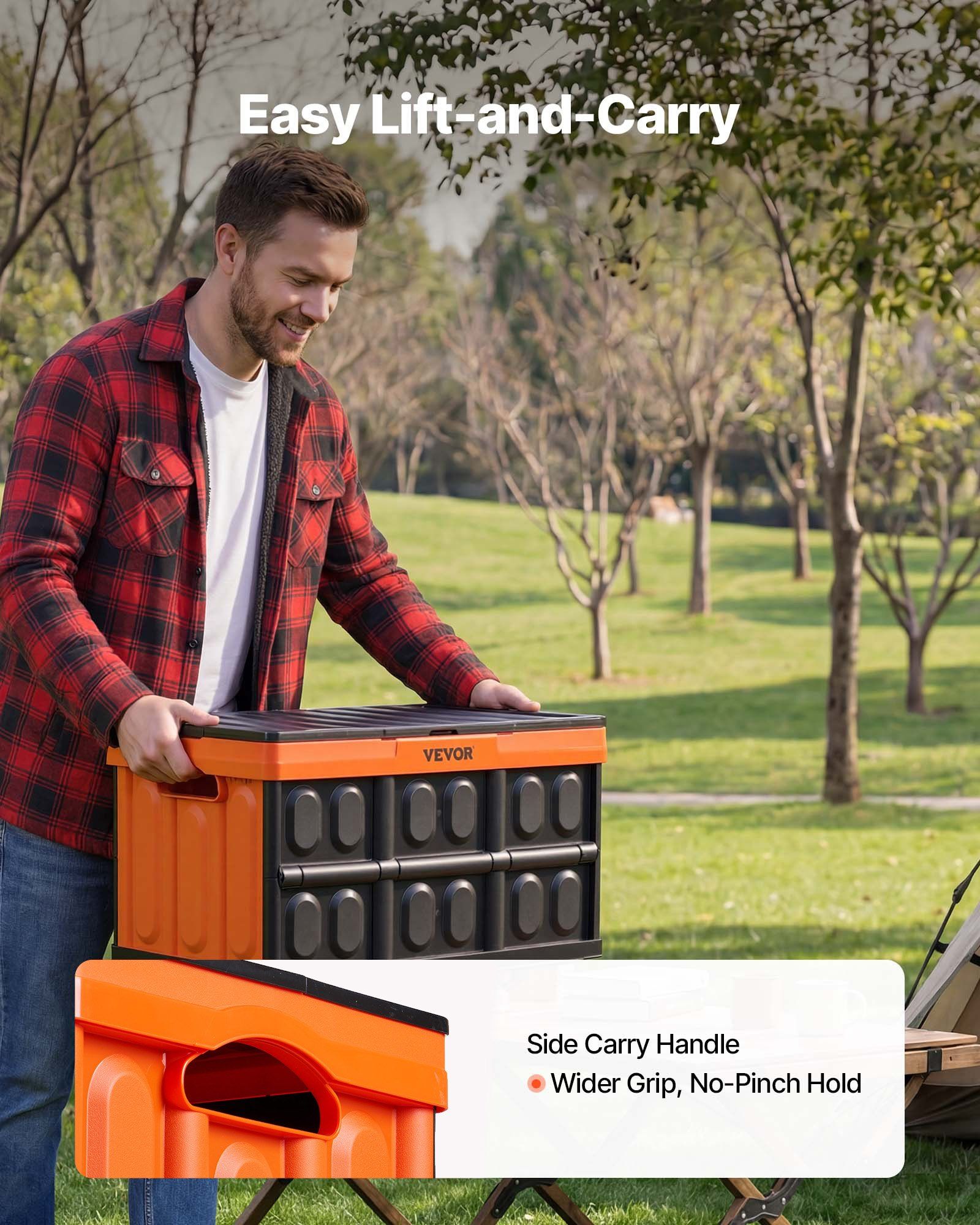 Plastic Collapsible Storage Bins with Lids, 45L 3Packs, Stackable Folding Storage Crates with Handles, Holds 20 kg Per Bin, Heavy Duty Containers, Space-Saving Baskets, for Home Organizing - Image 5