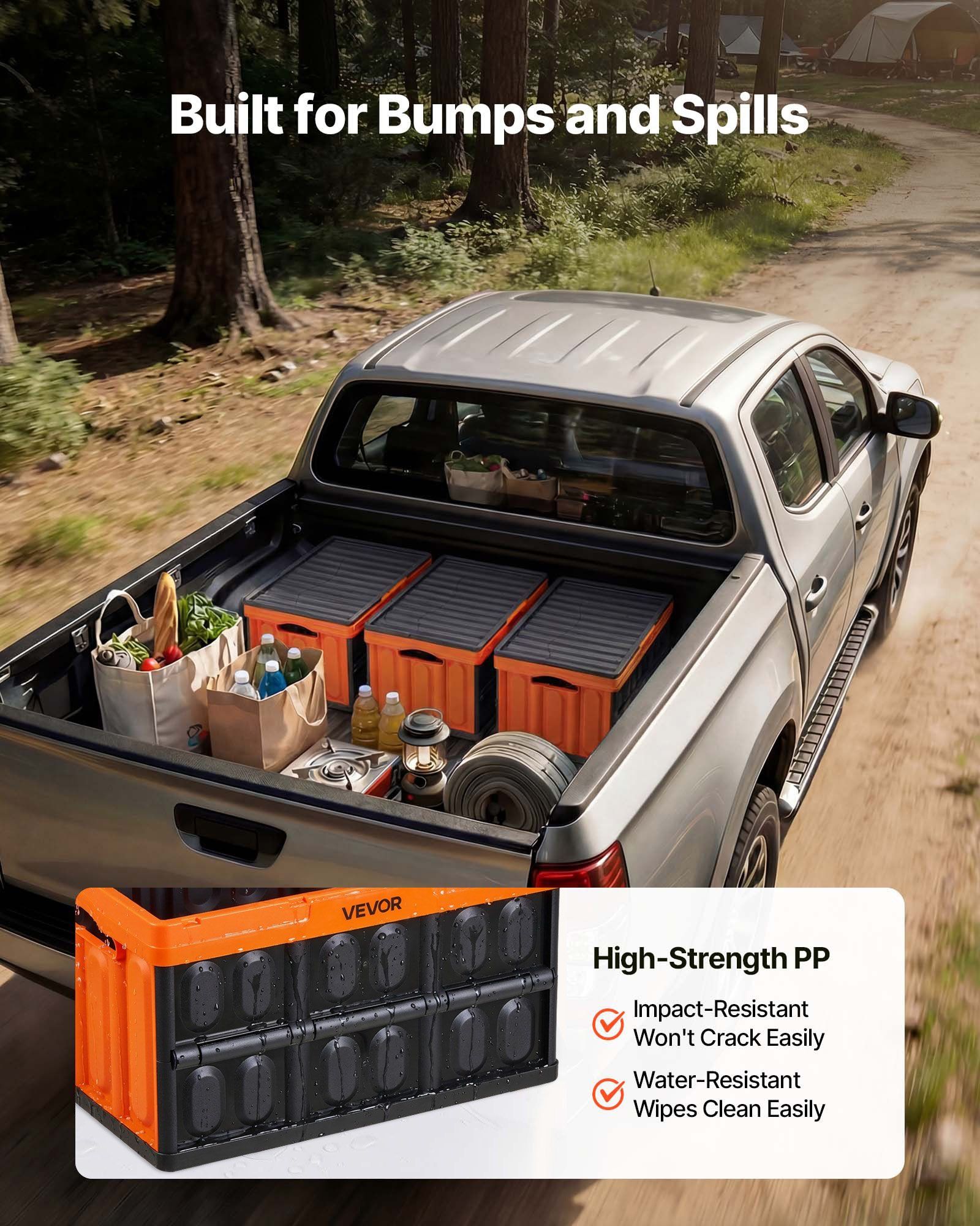 Plastic Collapsible Storage Bins with Lids, 45L 3Packs, Stackable Folding Storage Crates with Handles, Holds 20 kg Per Bin, Heavy Duty Containers, Space-Saving Baskets, for Home Organizing - Image 6
