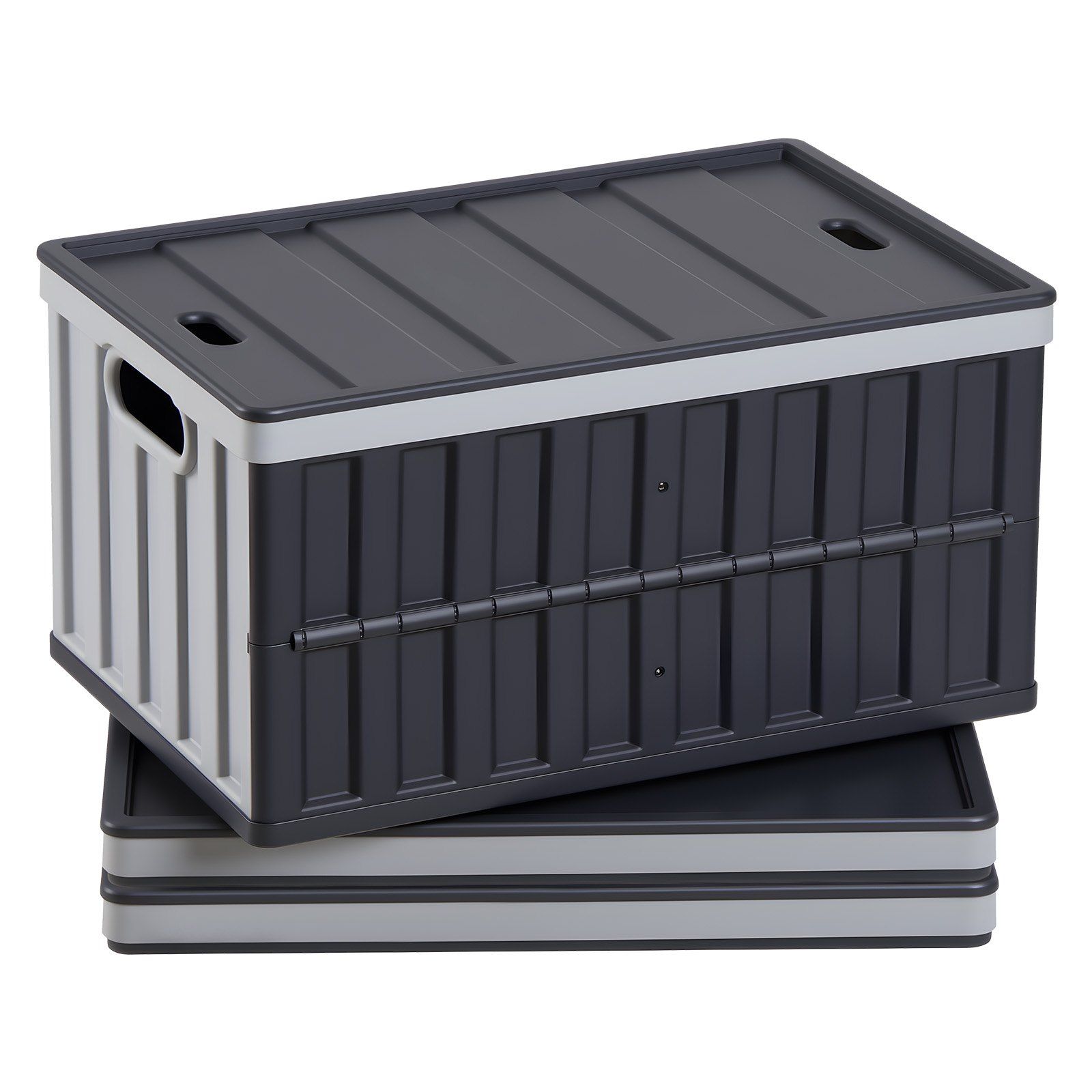 Plastic Collapsible Storage Bins with Lids, 65L 3 Packs, Stackable Folding Storage Crates with Handles, Holds 38 kg Per Bin, Heavy Duty Containers, Space-Saving Baskets, for Home Organizing - Image 1