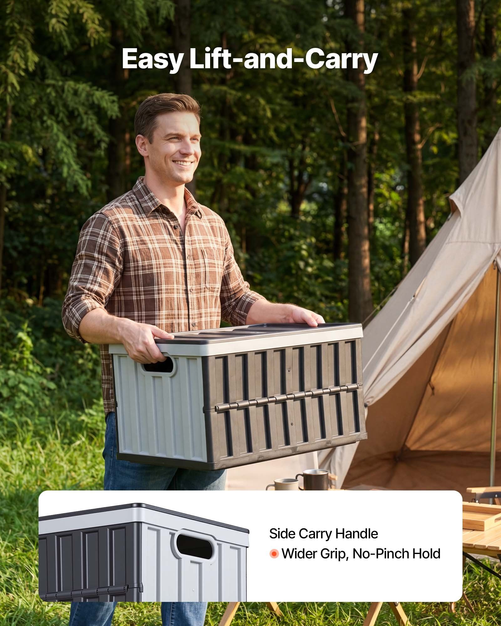 Plastic Collapsible Storage Bins with Lids, 65L 3 Packs, Stackable Folding Storage Crates with Handles, Holds 38 kg Per Bin, Heavy Duty Containers, Space-Saving Baskets, for Home Organizing - Image 5