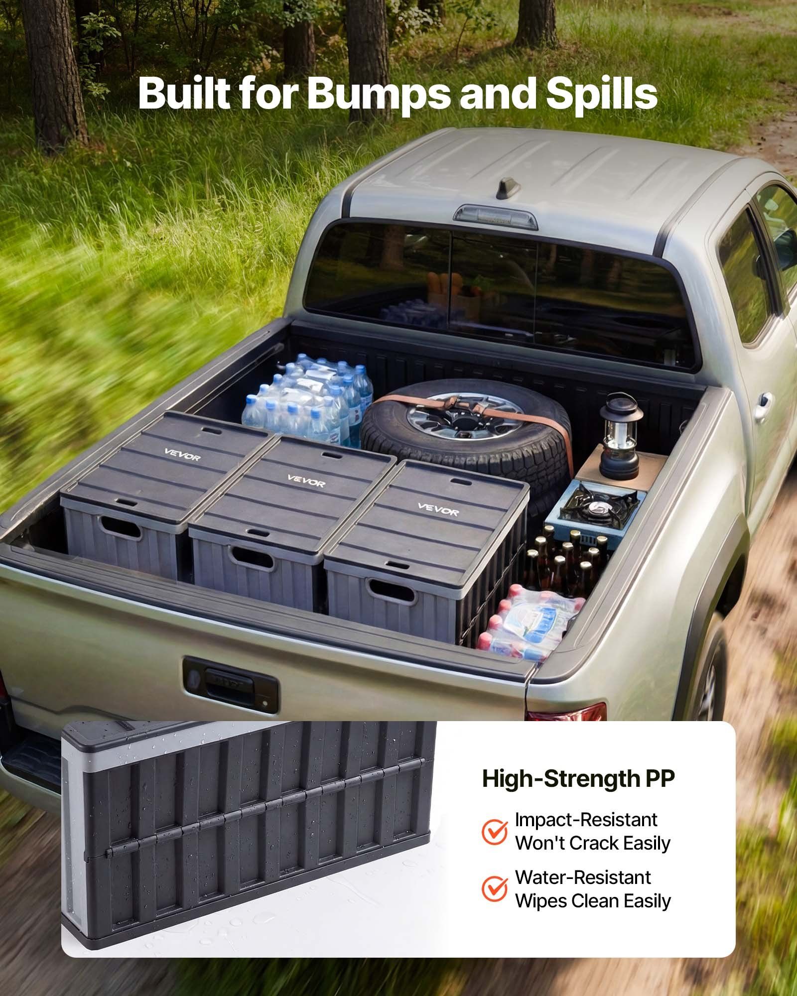 Plastic Collapsible Storage Bins with Lids, 65L 3 Packs, Stackable Folding Storage Crates with Handles, Holds 38 kg Per Bin, Heavy Duty Containers, Space-Saving Baskets, for Home Organizing - Image 6