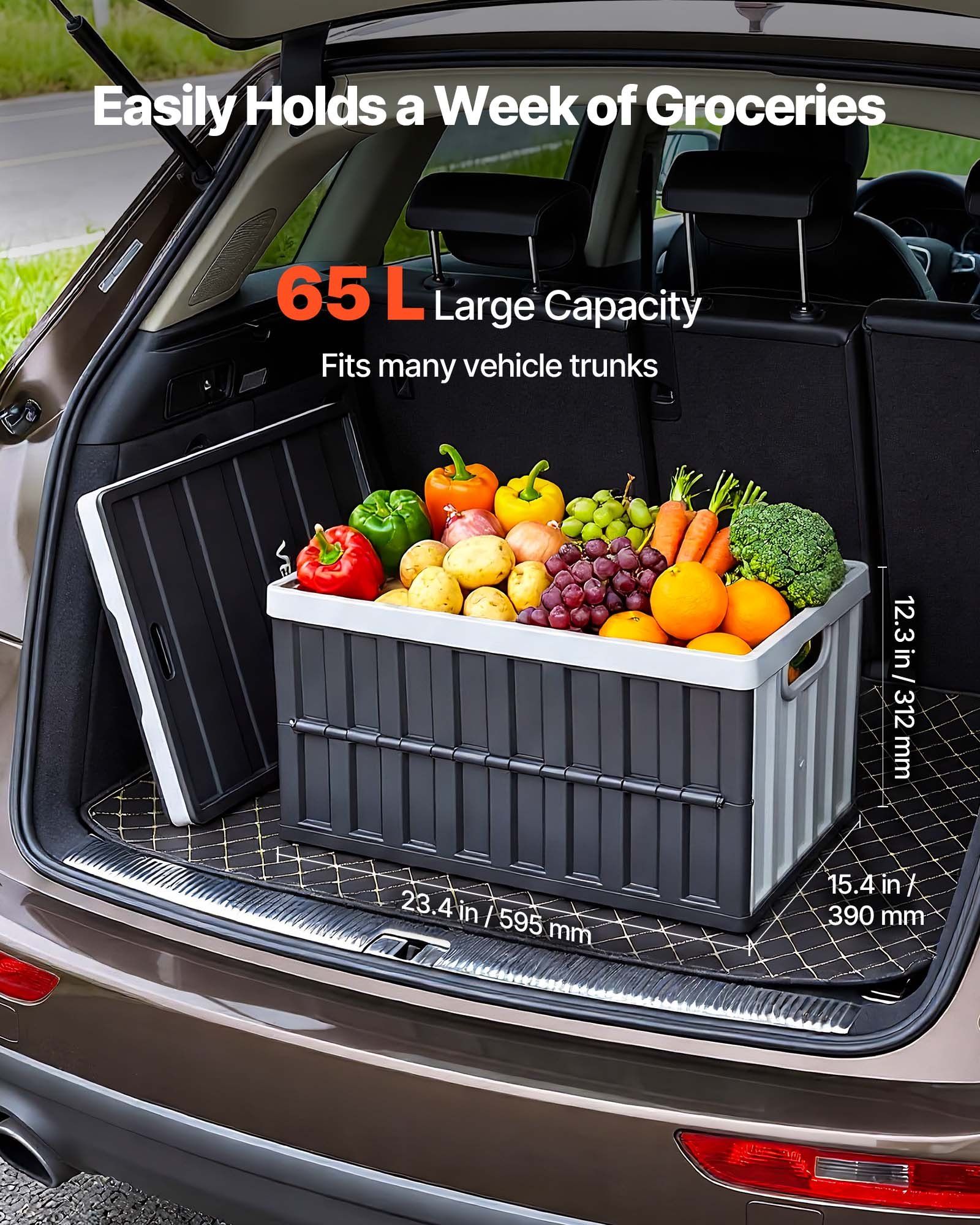 Plastic Collapsible Storage Bins with Lids, 65L 2 Packs, Stackable Folding Storage Crates with Handles, Holds 38 kg Per Bin, Heavy Duty Containers, Space-Saving Baskets, for Home Organizing - Image 2