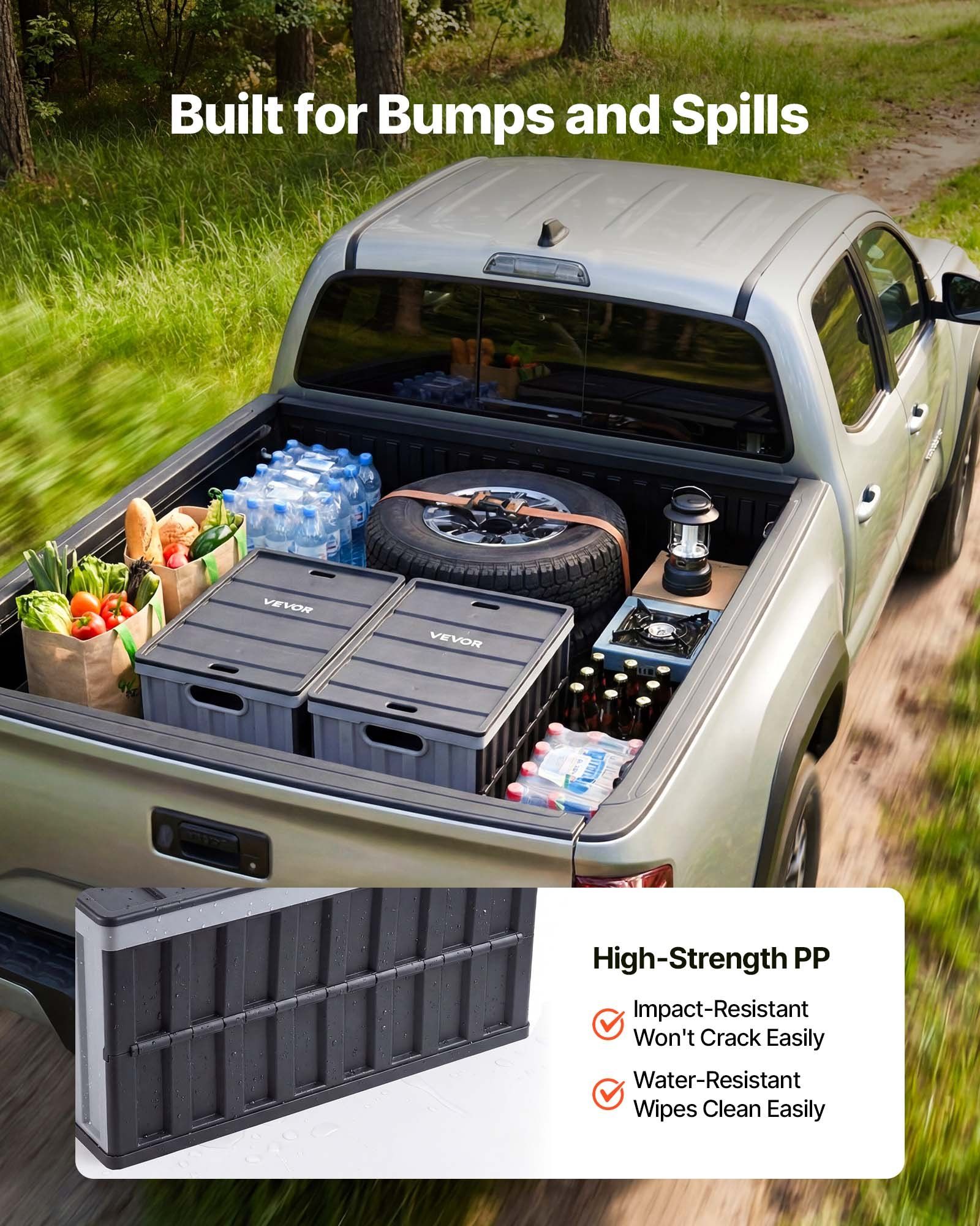 Plastic Collapsible Storage Bins with Lids, 65L 2 Packs, Stackable Folding Storage Crates with Handles, Holds 38 kg Per Bin, Heavy Duty Containers, Space-Saving Baskets, for Home Organizing - Image 6