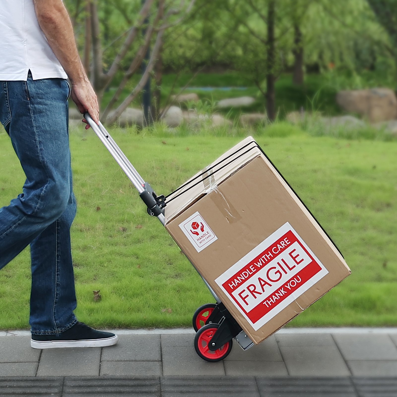 Folding Hand Truck, 80 kg Load Capacity, Aluminum Portable Cart, Convertible Hand Truck and Dolly with Telescoping Handle and Rubber Wheels, Ultra Lightweight Super Strong for Moving Warehouse - Image 8