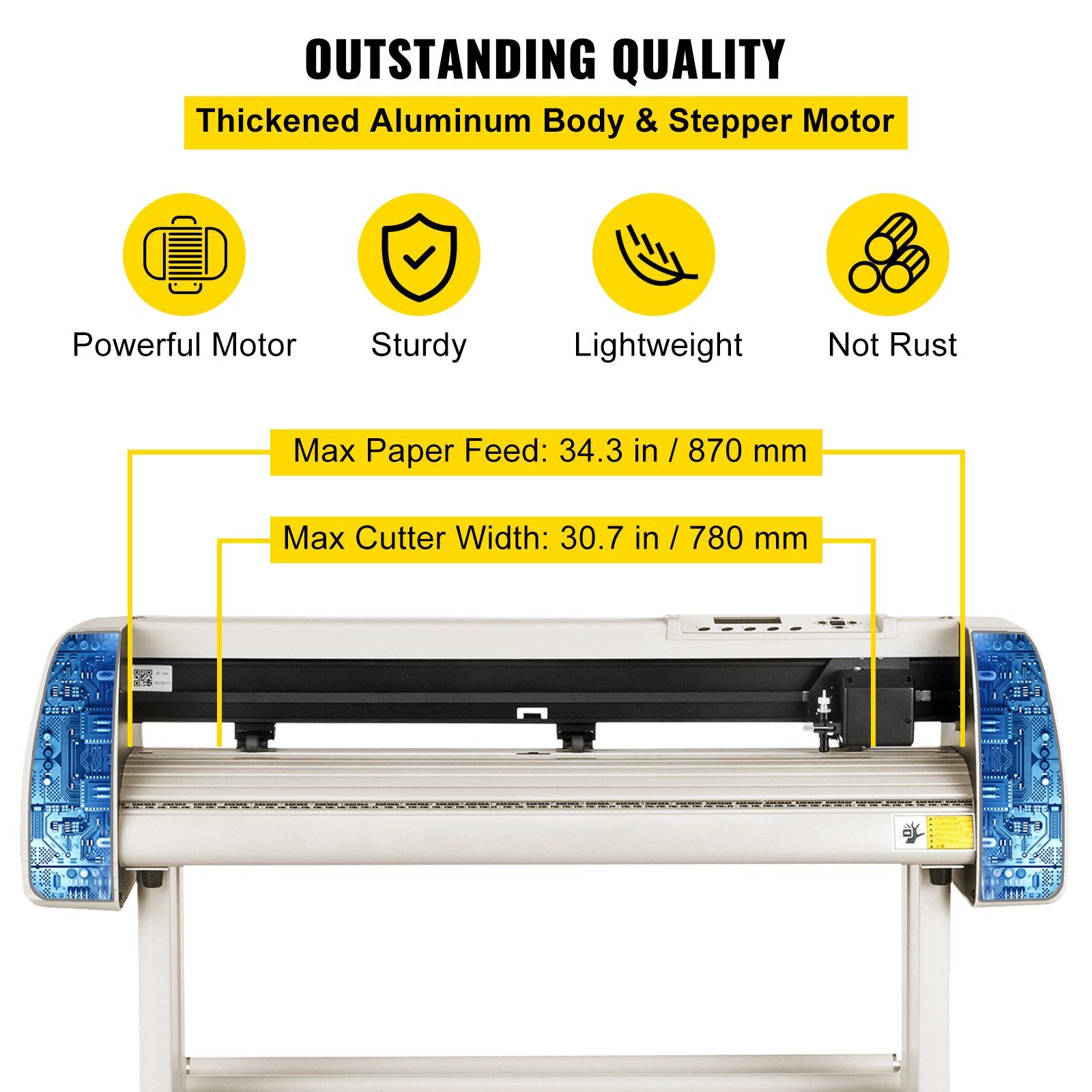 Vinyl Cutter 870mm Vinyl Cutter Machine Maximum Paper Feed 34inch White Vinyl Plotter Cutter Machine Vinyl Plotter with Sturdy Floor Stand Adjustable Force and Speed for Sign Making - Image 3