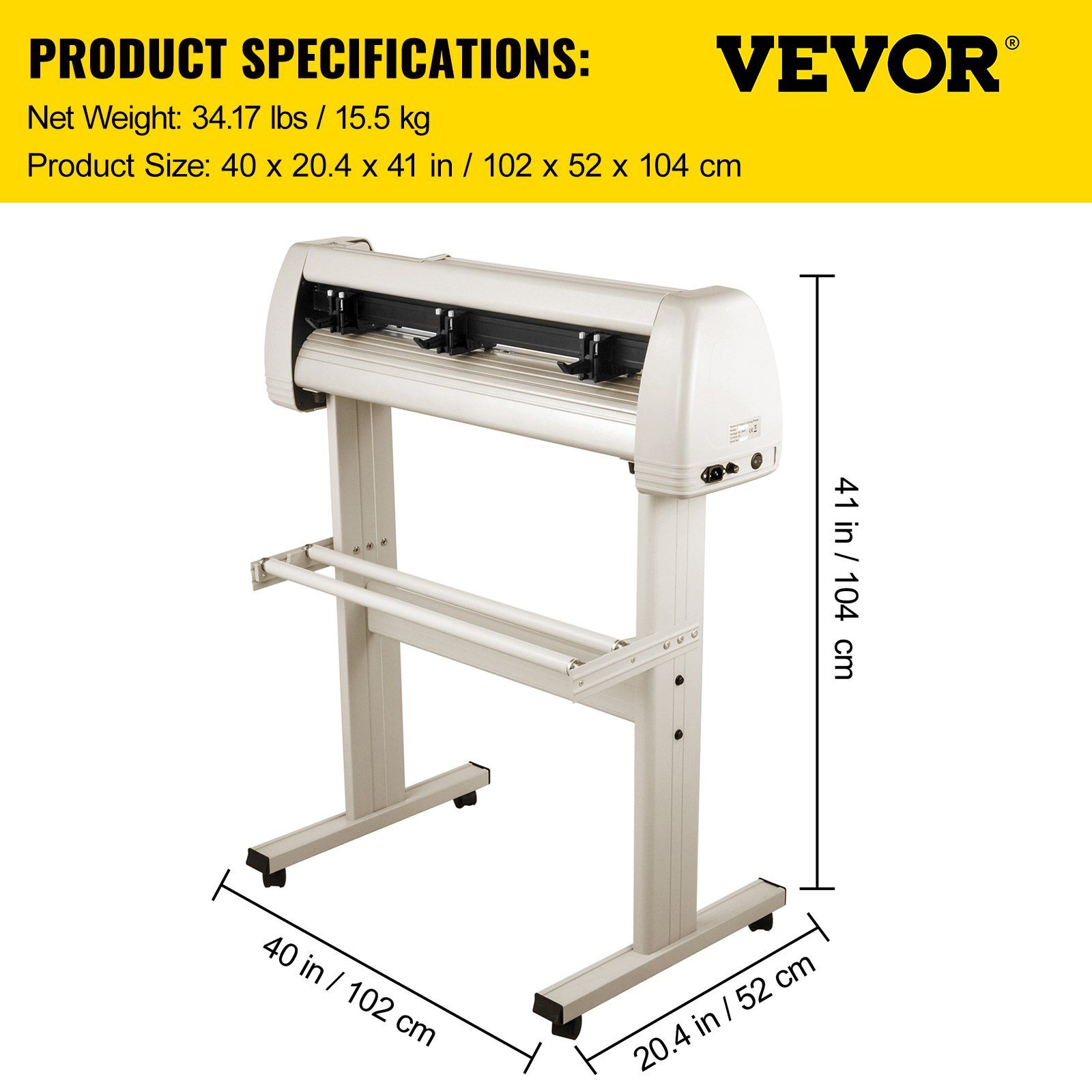 Vinyl Cutter 870mm Vinyl Cutter Machine Maximum Paper Feed 34inch White Vinyl Plotter Cutter Machine Vinyl Plotter with Sturdy Floor Stand Adjustable Force and Speed for Sign Making - Image 7