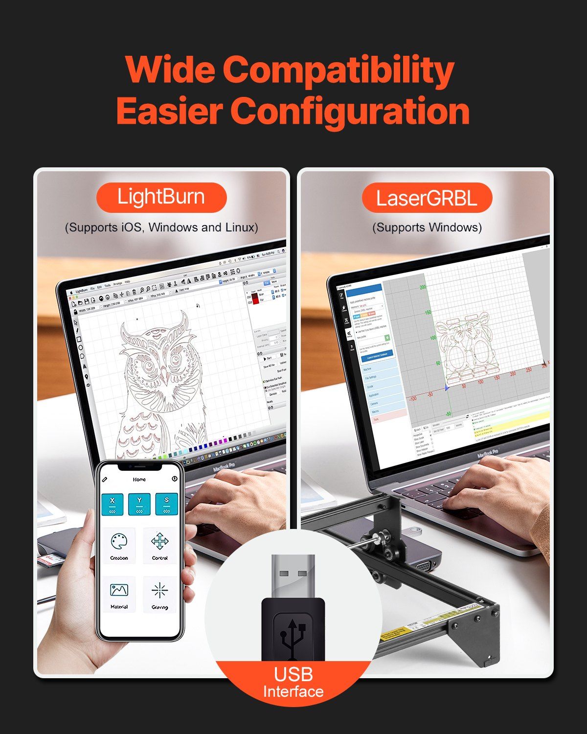 Laser Engraver, 10W Output, Laser Engraving Cutter Machine, 14.9 x 15.7 in/38 x 40 cm Working Area, 10000 mm/min Movement Speed, Compressed Spot with Eye Protection, for Wood, Certain Metal - Image 5