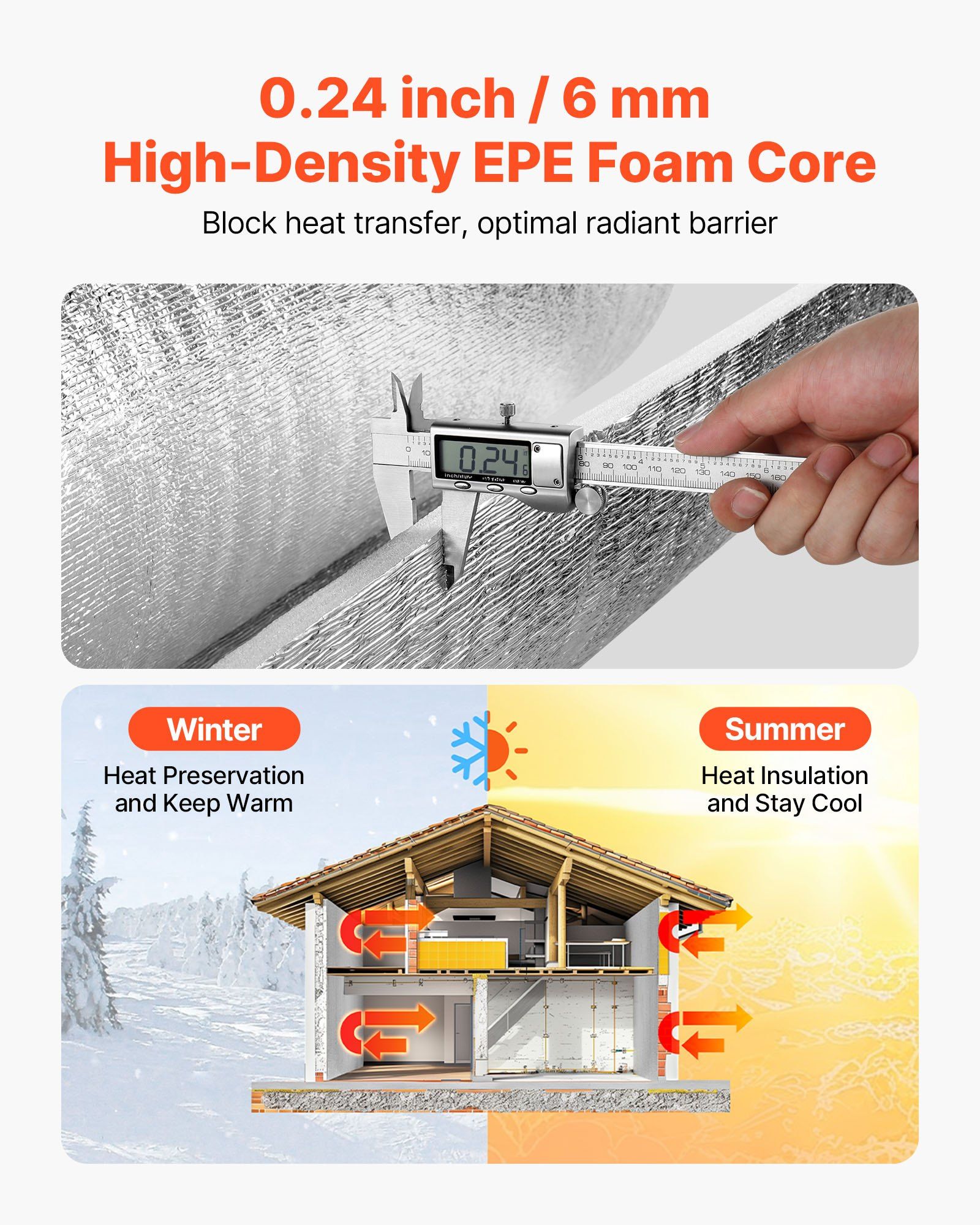 Reflective Insulation Roll, 2 Car Garage Door Thermal Insulation Kit, 6mm 5.49 m x 0.61 m, 4 Rolls Aluminum Foil EPE Foam Core Radiant Barrier, White PE Film Heat Shield for Garage Doors - Image 4