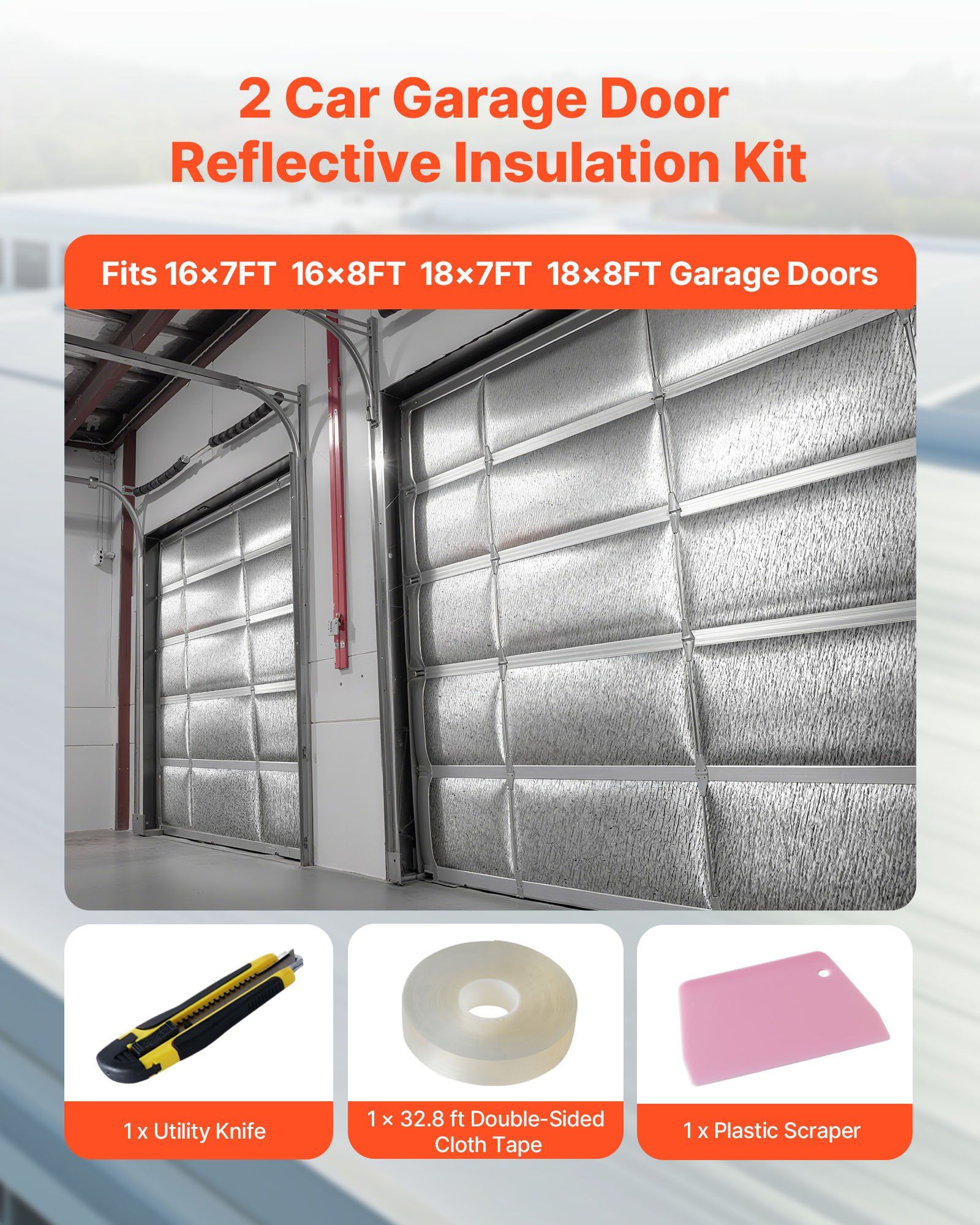 Reflective Insulation Roll, 2 Car Garage Door Thermal Insulation Kit, 6mm 5.49 m x 0.61 m, 4 Rolls Aluminum Foil EPE Foam Core Radiant Barrier, White PE Film Heat Shield for Garage Doors - Image 6