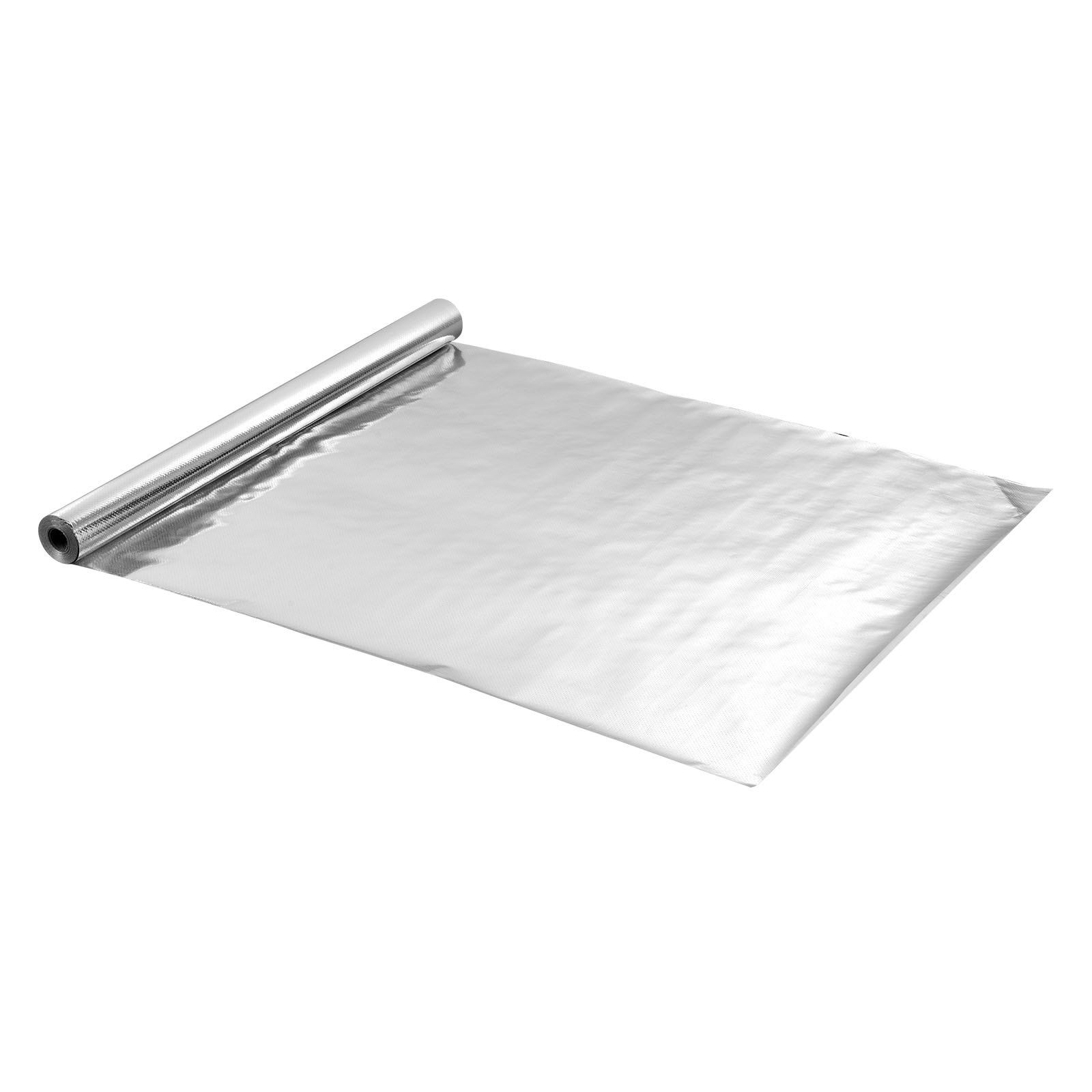 Double Reflective Insulation Roll, Perforated Woven Fabric Radiant Barrier, 0.15mm 76.2m x 1.22m, Double-Sided Aluminum Foil Heat Reflective Shield, Thermal Insulation Roll for Window RV Roof - Image 1