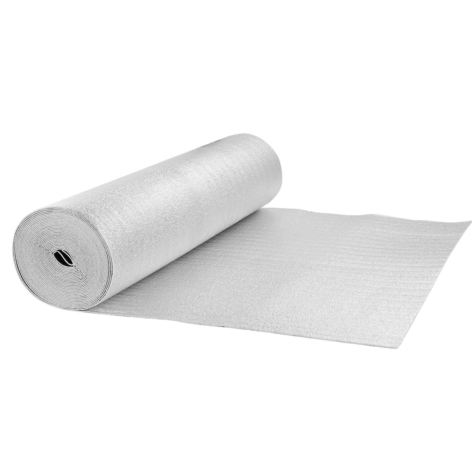 Double Reflective Insulation Roll, Foam Core Radiant Barrier, 3.2 mm 48 in x 50 ft, Double-Sided Aluminum Foil EPE Foam Heat Reflective Shield, Thermal Insulation Roll for Window RV Roof - Image 1