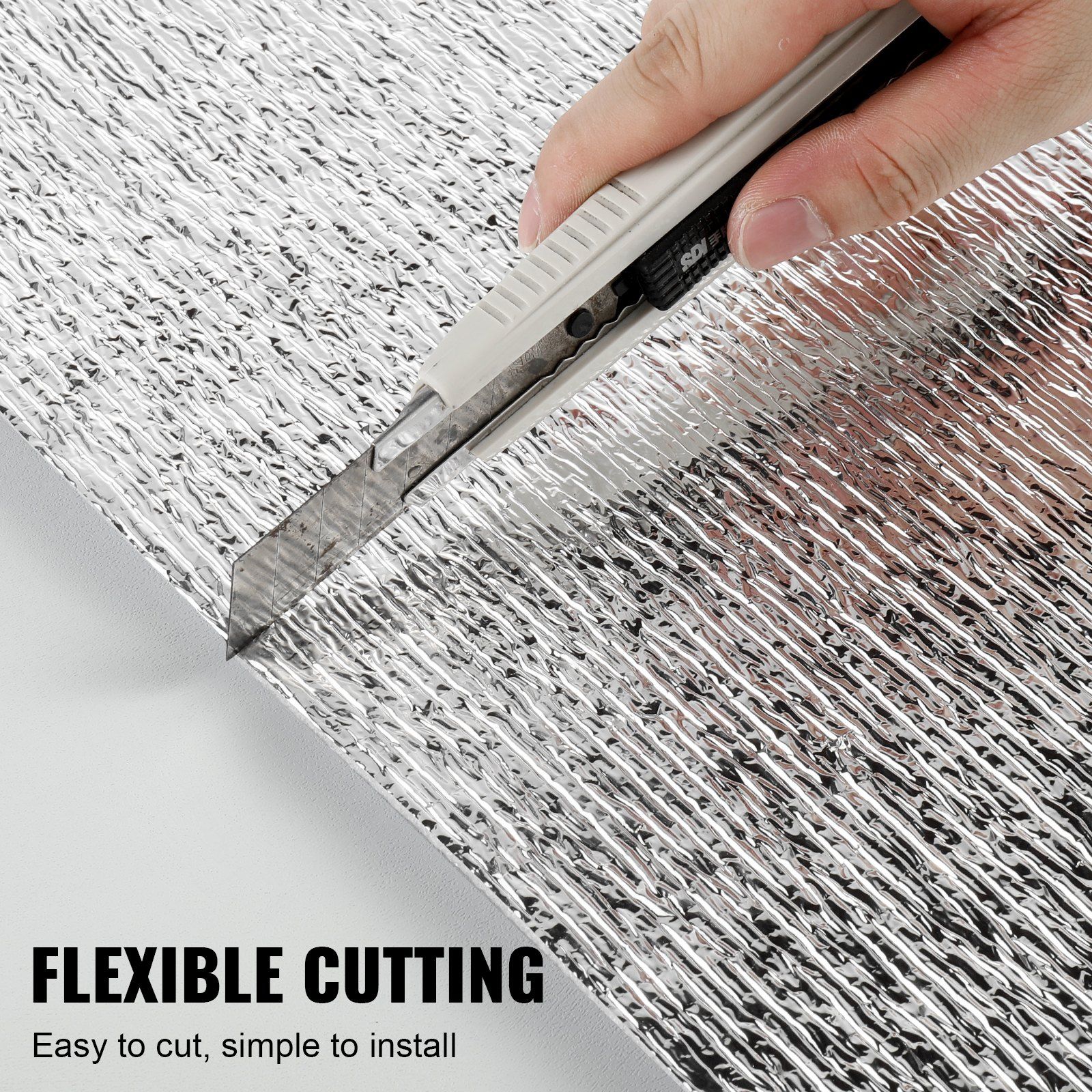 Double Reflective Insulation Roll, Foam Core Radiant Barrier, 3.2 mm 48 in x 50 ft, Double-Sided Aluminum Foil EPE Foam Heat Reflective Shield, Thermal Insulation Roll for Window RV Roof - Image 5