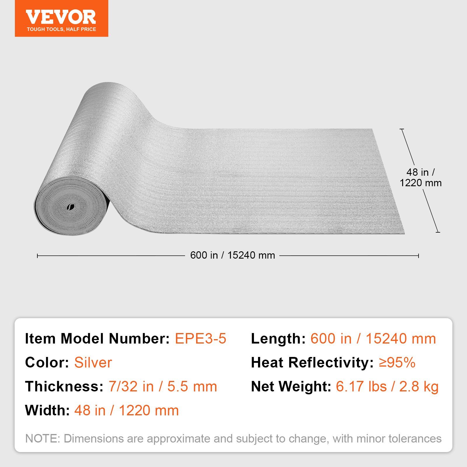 Double Reflective Insulation Roll, Foam Core Radiant Barrier, 5.5mm 48 in x 50 ft, Double-Sided Aluminum Foil EPE Foam Heat Reflective Shield, Thermal Insulation Roll for Window RV Roof - Image 7