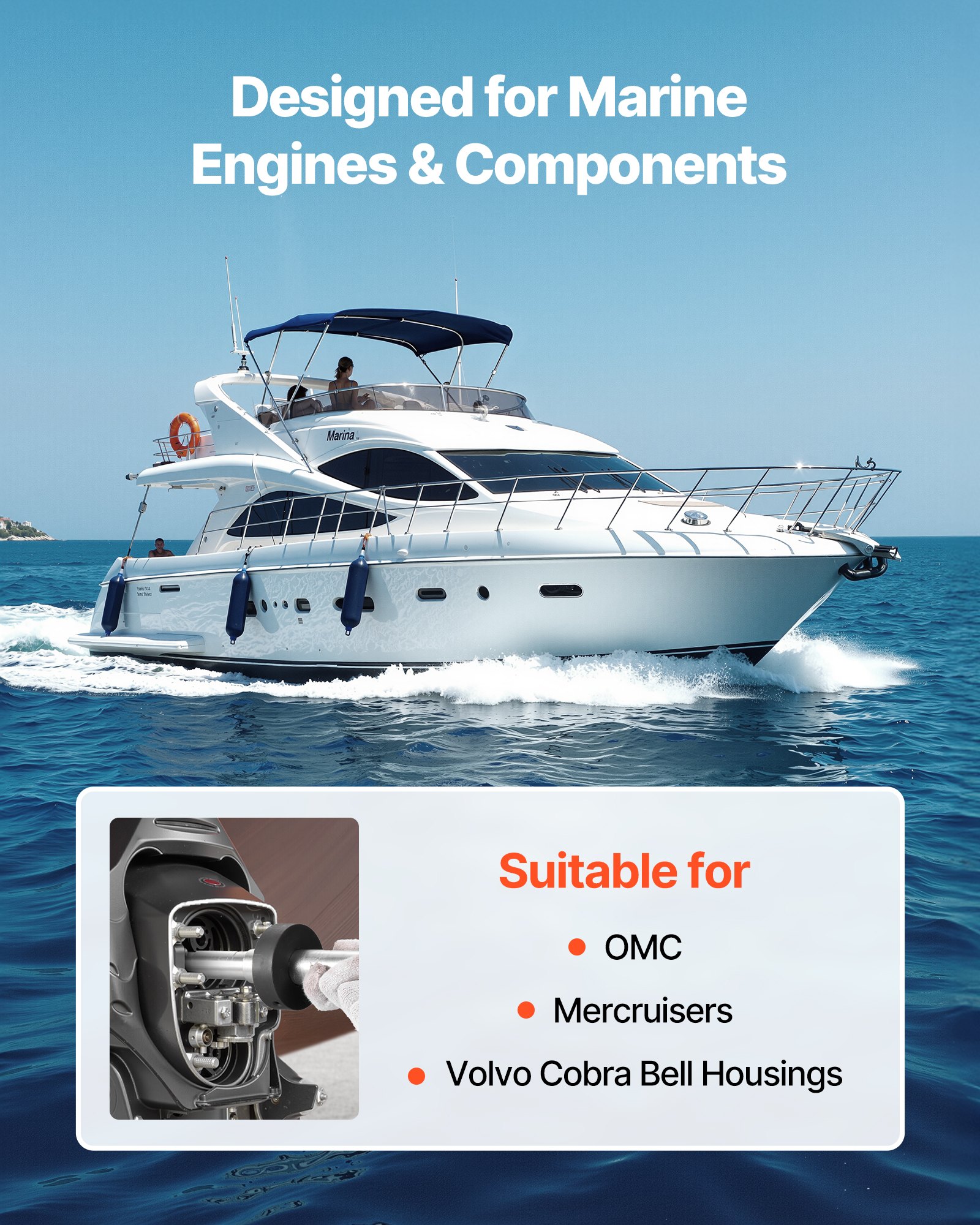 Mercruiser Alignment Tool & Gimbal Bearing Puller Set, Compatible with Mercruisers, OMC, Volvo Cobra Bell Housings, Engine Alignment Tool, Bearing Puller Seal Bellow Expander Tools Easy-to-Use - Image 2
