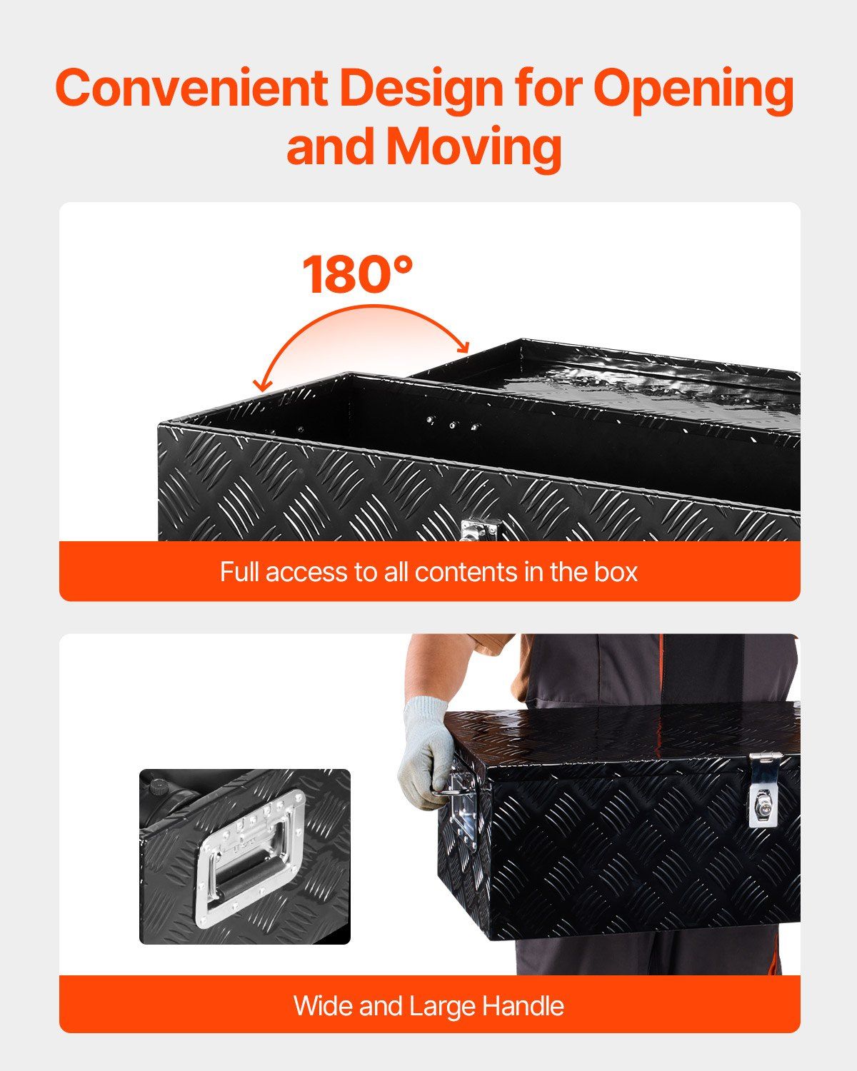 Heavy Duty Aluminum Truck Bed Tool Box, Stripes Plated Tool Box with Side Handle and Lock Keys, Storage Toolbox Chest Organizer for Trailer, Pickup, RV, 30