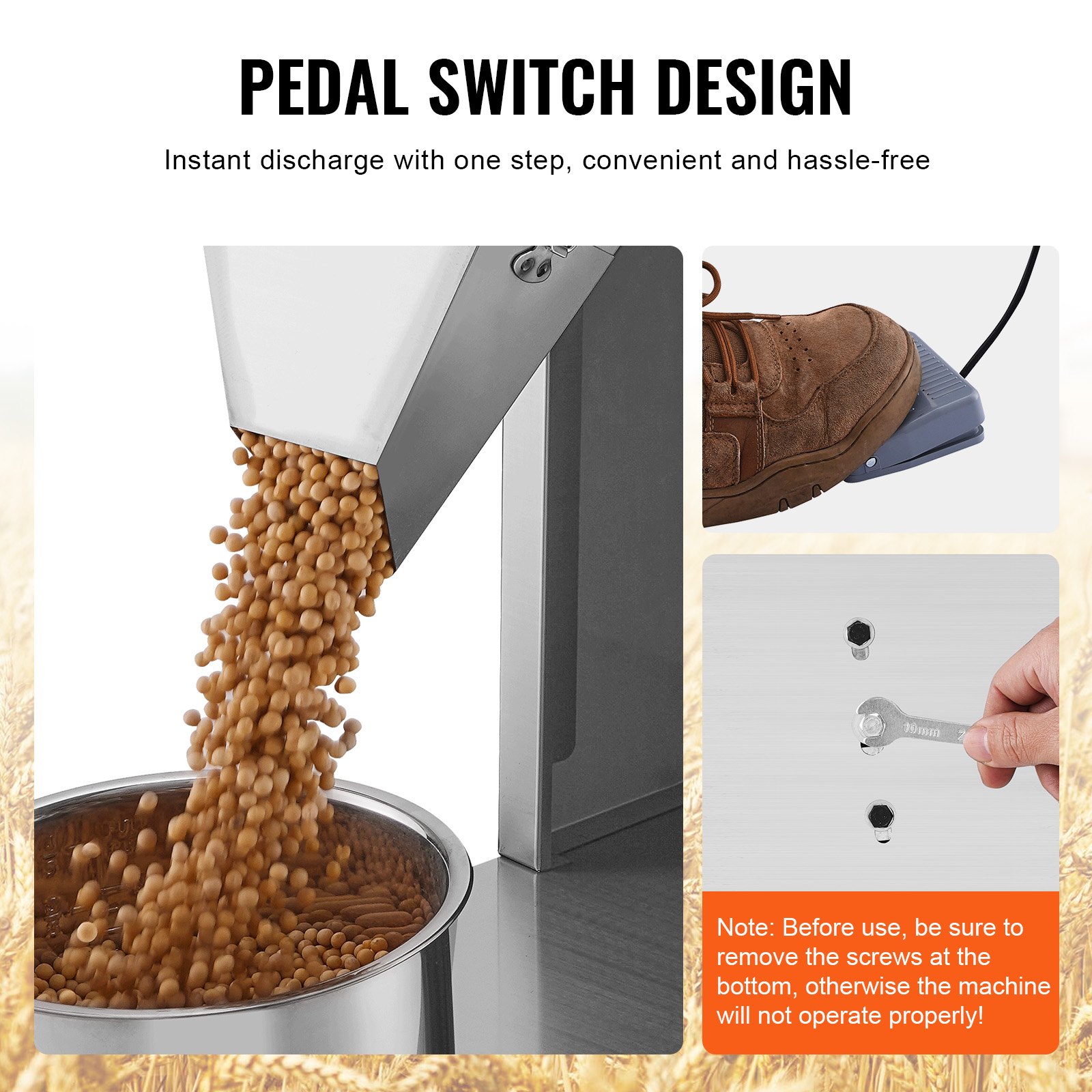 Particle Filling Machine, 10-1000g, Automatic Filler Machine with Foot Pedal, Stainless Steel Weighing Filling Machine, Weigh Filler Packing Machine for Beans Seeds Grains Tea Granular Packing - Image 5