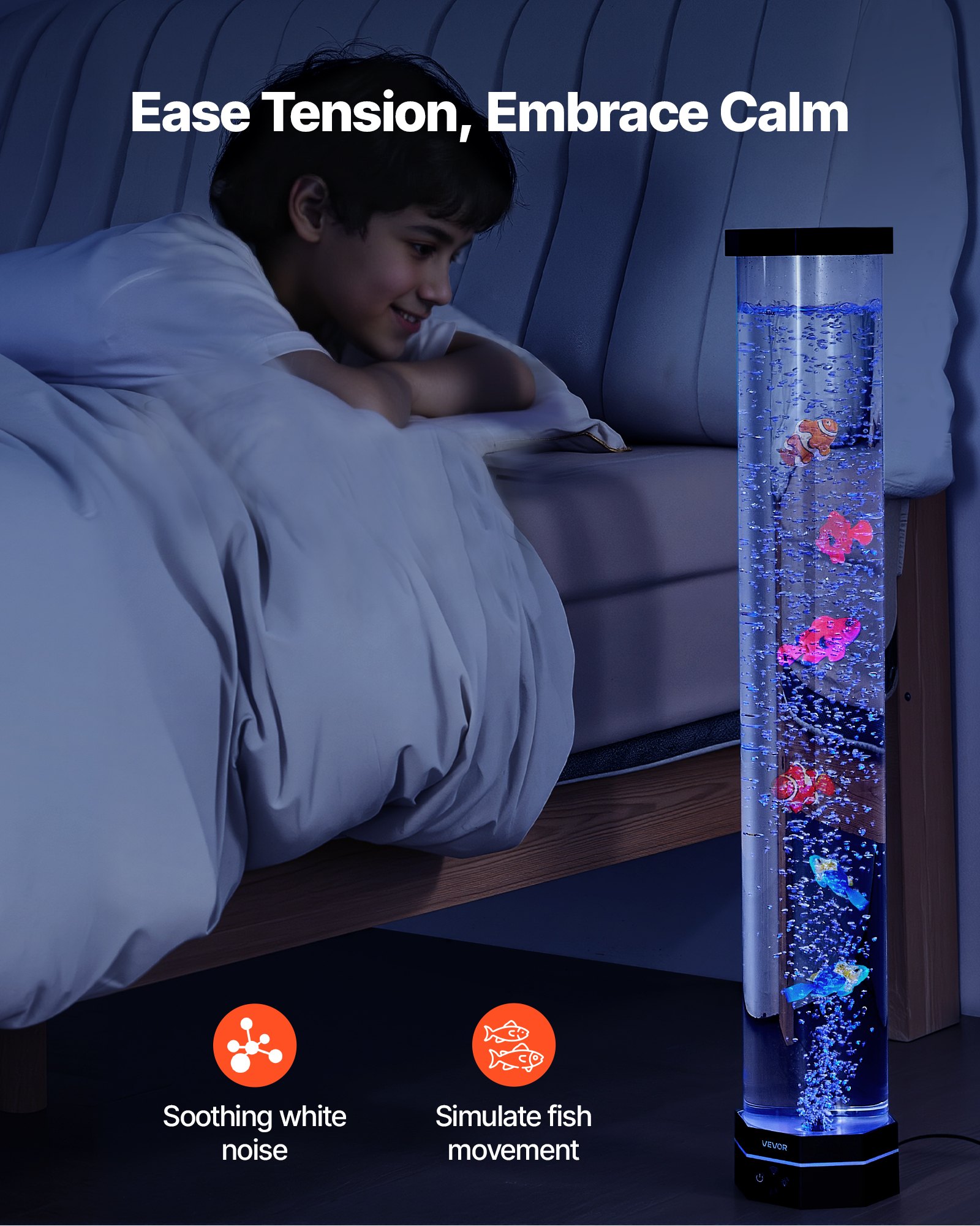 Bubble Tube Lamp 16 Color 80 cm Sensory Aquarium Lamp for Relief Calming - Image 2