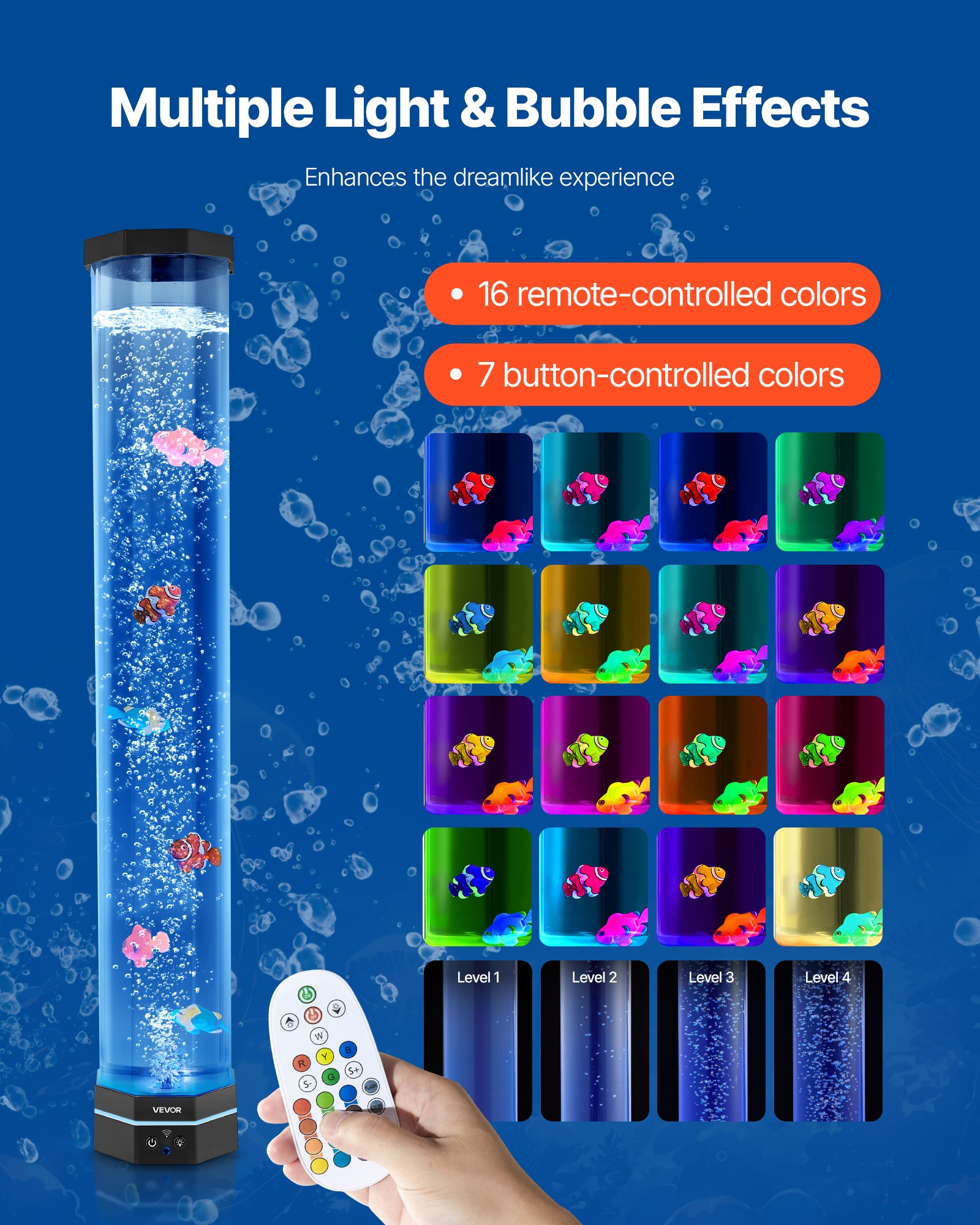 Bubble Tube Lamp 16 Color 80 cm Sensory Aquarium Lamp for Relief Calming - Image 3