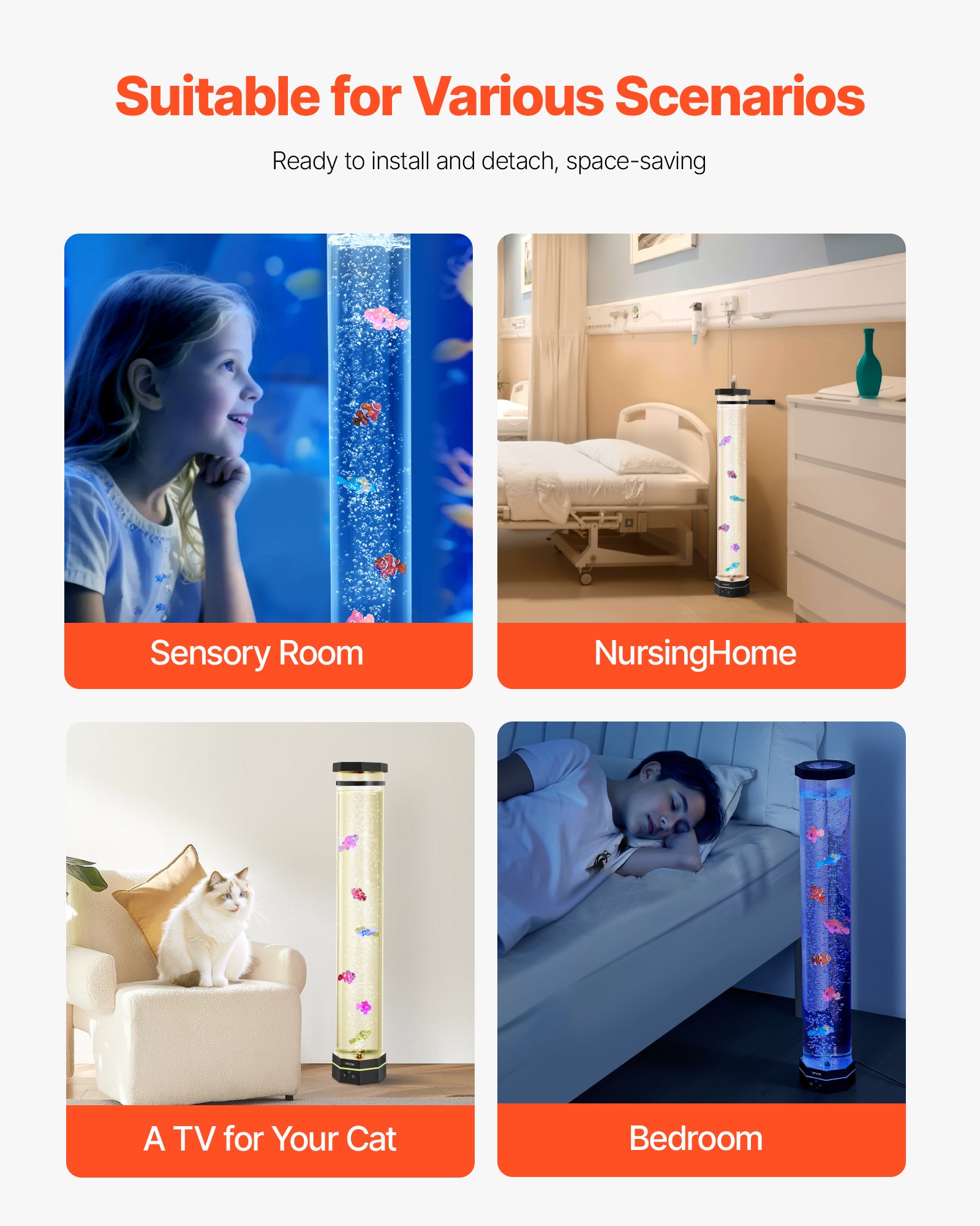 Bubble Tube Lamp 16 Color 80 cm Sensory Aquarium Lamp for Relief Calming - Image 6