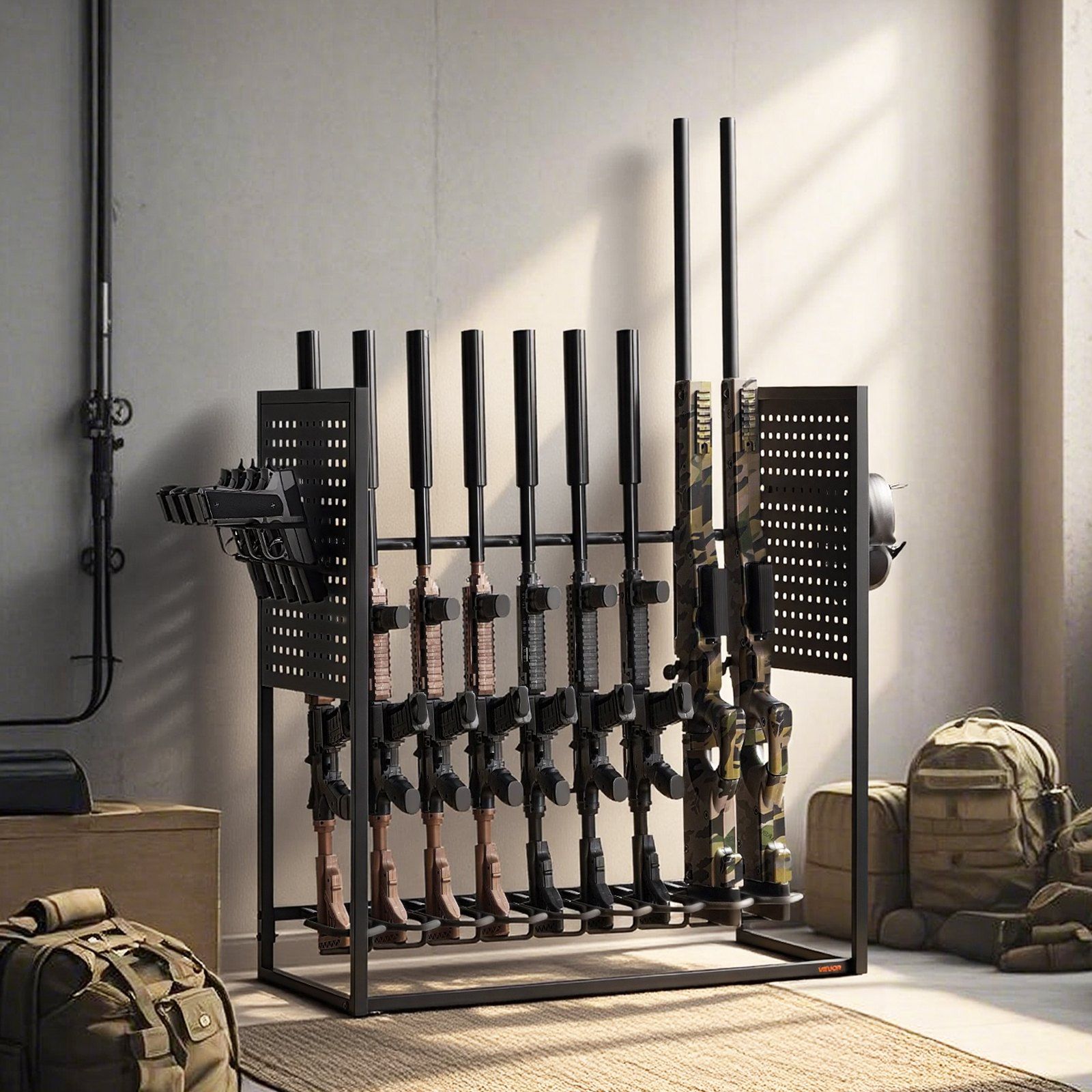 Gun Rack, Floor Standing, Indoor Heavy Duty Steel Rifle Shotgun Rack Stand, Freestanding Gun Display Storage with Magazine Holder, Holds up to 9 Rifles and 4 Pistols, for Home Garage Storage - Image 8