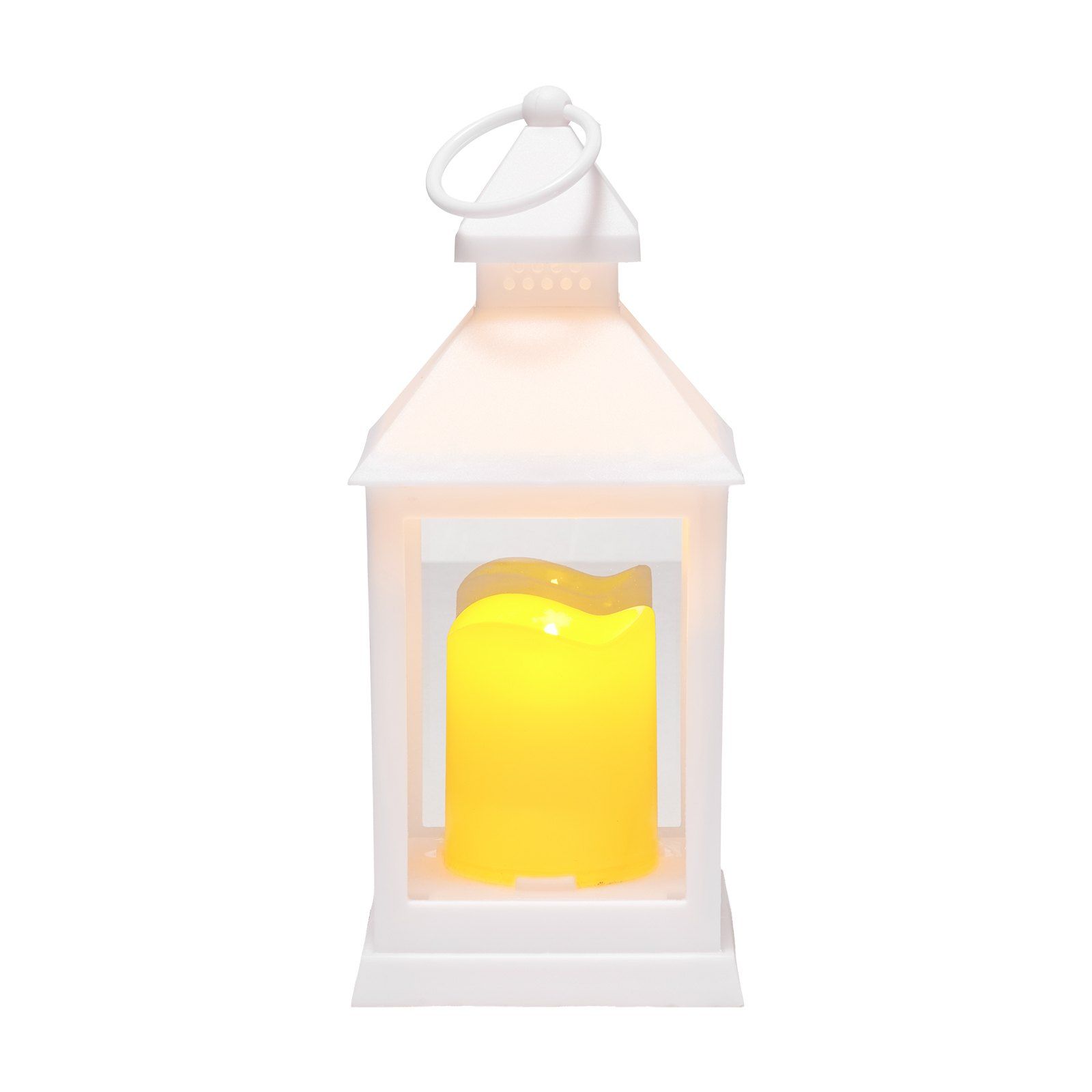 12 Pcs Decorative Candle Lantern, LED Electric Flameless Candle, Plastic LED Holder with Glass, Wall Hanging Indoor Porch Lanterns for Wedding Table Party Farmhouse Indoor Decor, White - Image 1