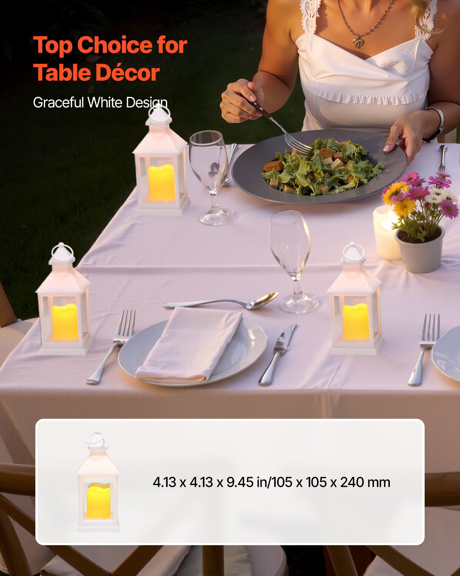 12 Pcs Decorative Candle Lantern, LED Electric Flameless Candle, Plastic LED Holder with Glass, Wall Hanging Indoor Porch Lanterns for Wedding Table Party Farmhouse Indoor Decor, White - Image 3