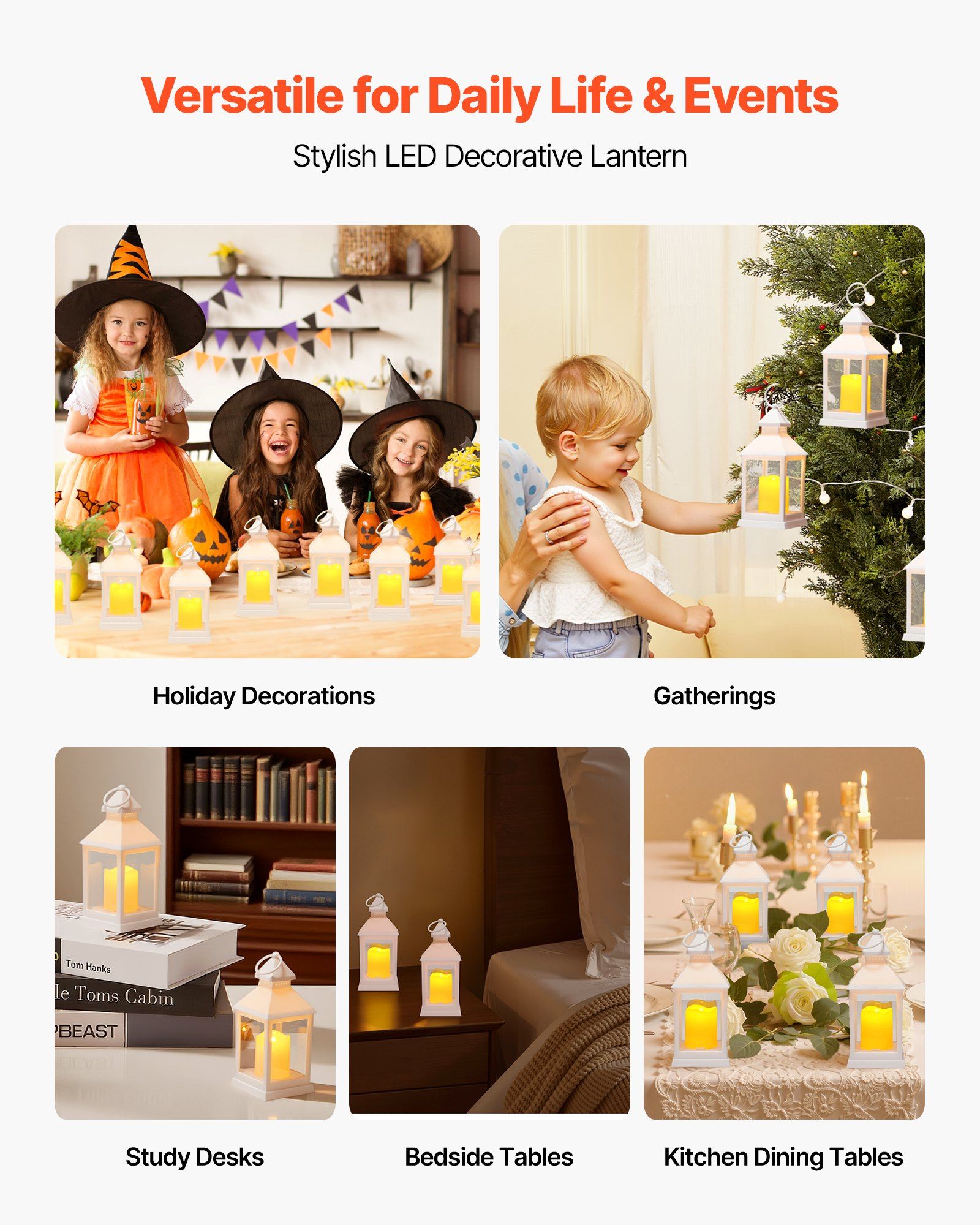 12 Pcs Decorative Candle Lantern, LED Electric Flameless Candle, Plastic LED Holder with Glass, Wall Hanging Indoor Porch Lanterns for Wedding Table Party Farmhouse Indoor Decor, White - Image 6